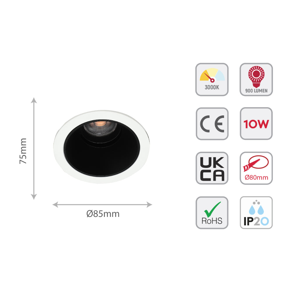 Imagen del downlight LED COB ajustable de 10W, ideal para oficinas con un estilo moderno y minimalista. Perfecto para iluminación focalizada.