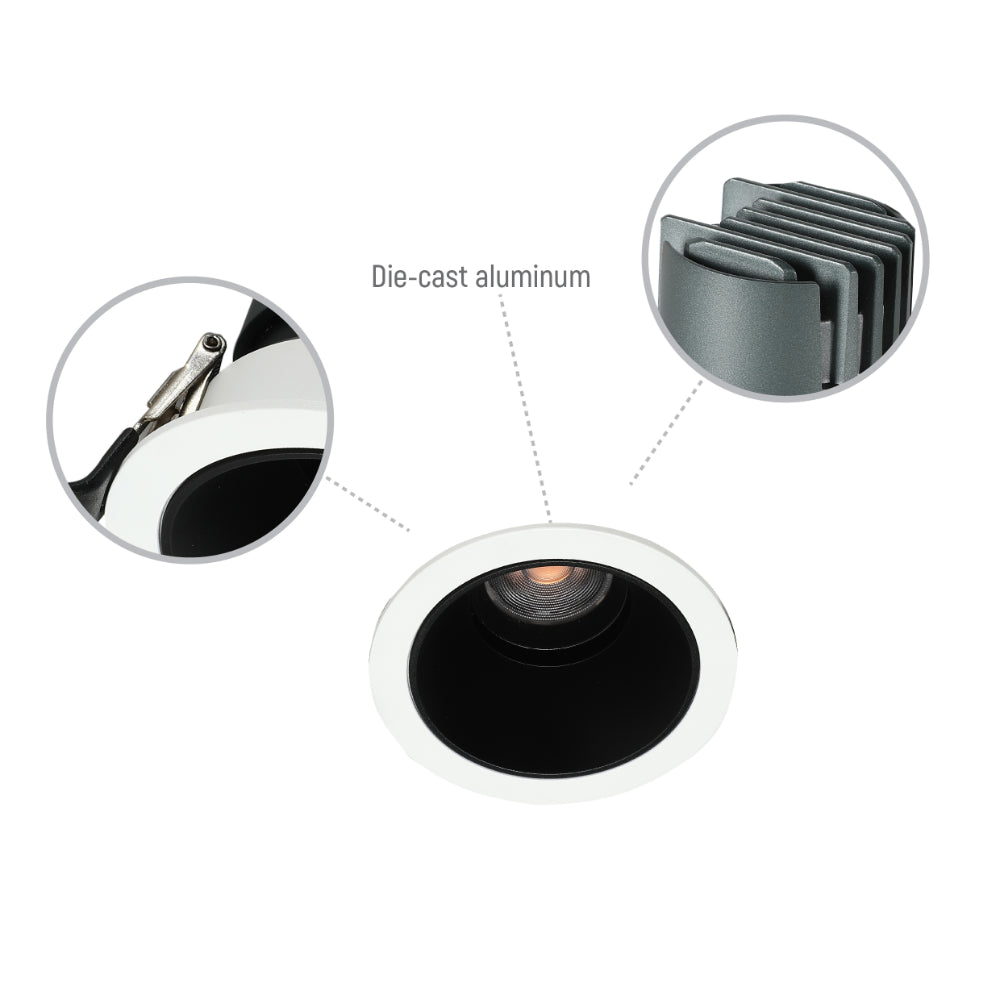 Imagen de un downlight LED COB ajustable de 10W, ideal para oficinas con estilo moderno y techos bajos, ofreciendo iluminación versátil.