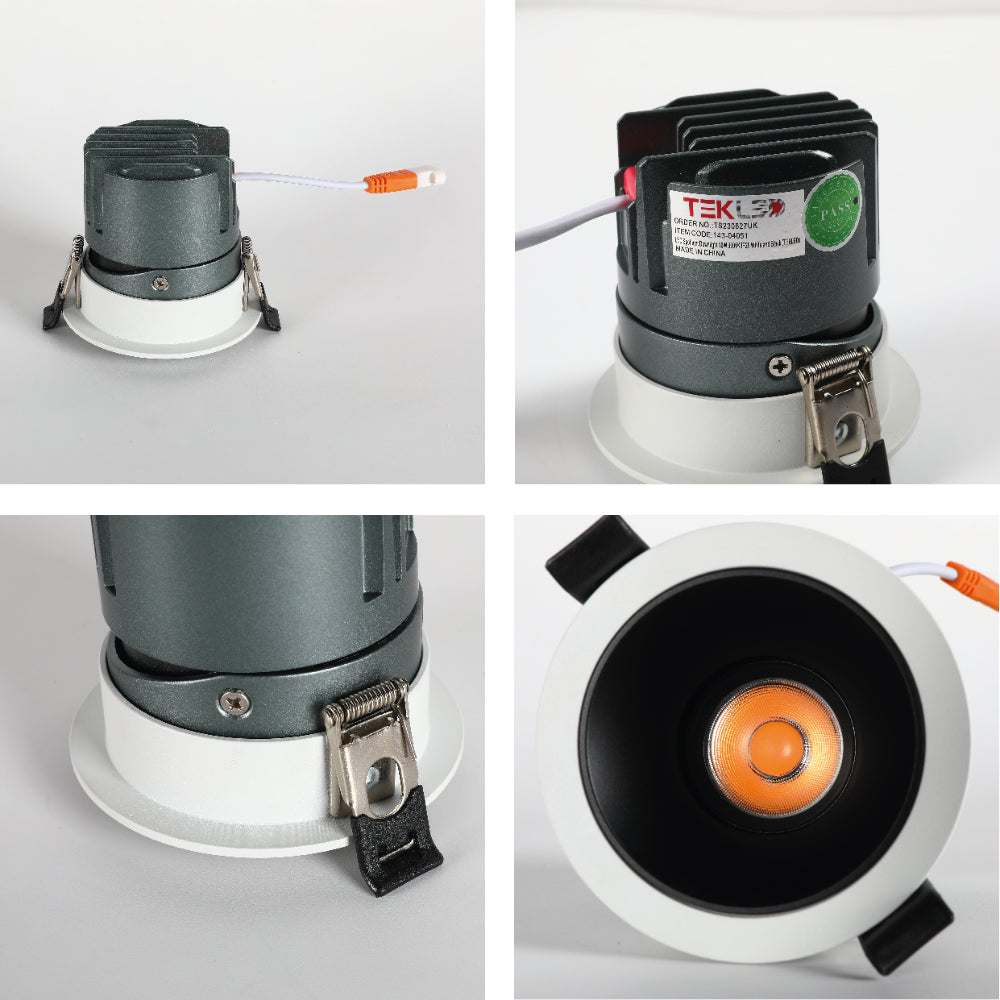 Foco empotrable LED COB ajustable de 10W, ideal para espacios modernos y funcionales como salas de estar y oficinas contemporáneas.