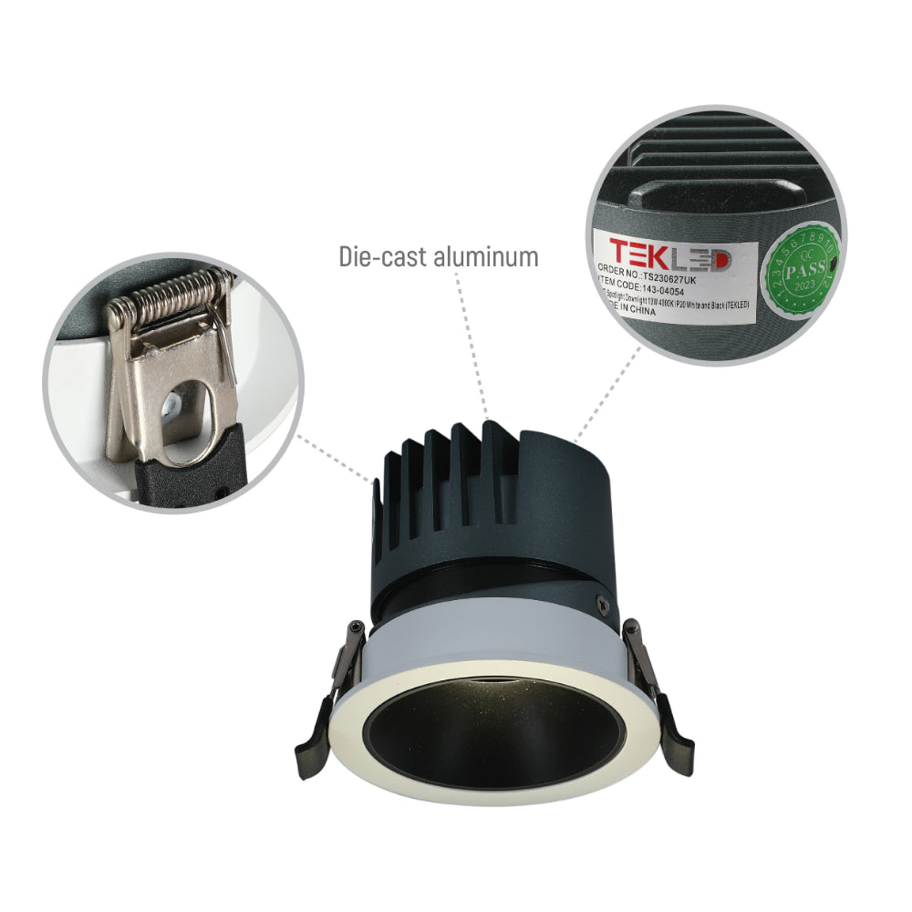 Imagen de un downlight LED COB ajustable de 10W, ideal para oficinas con estilo moderno y minimalista.