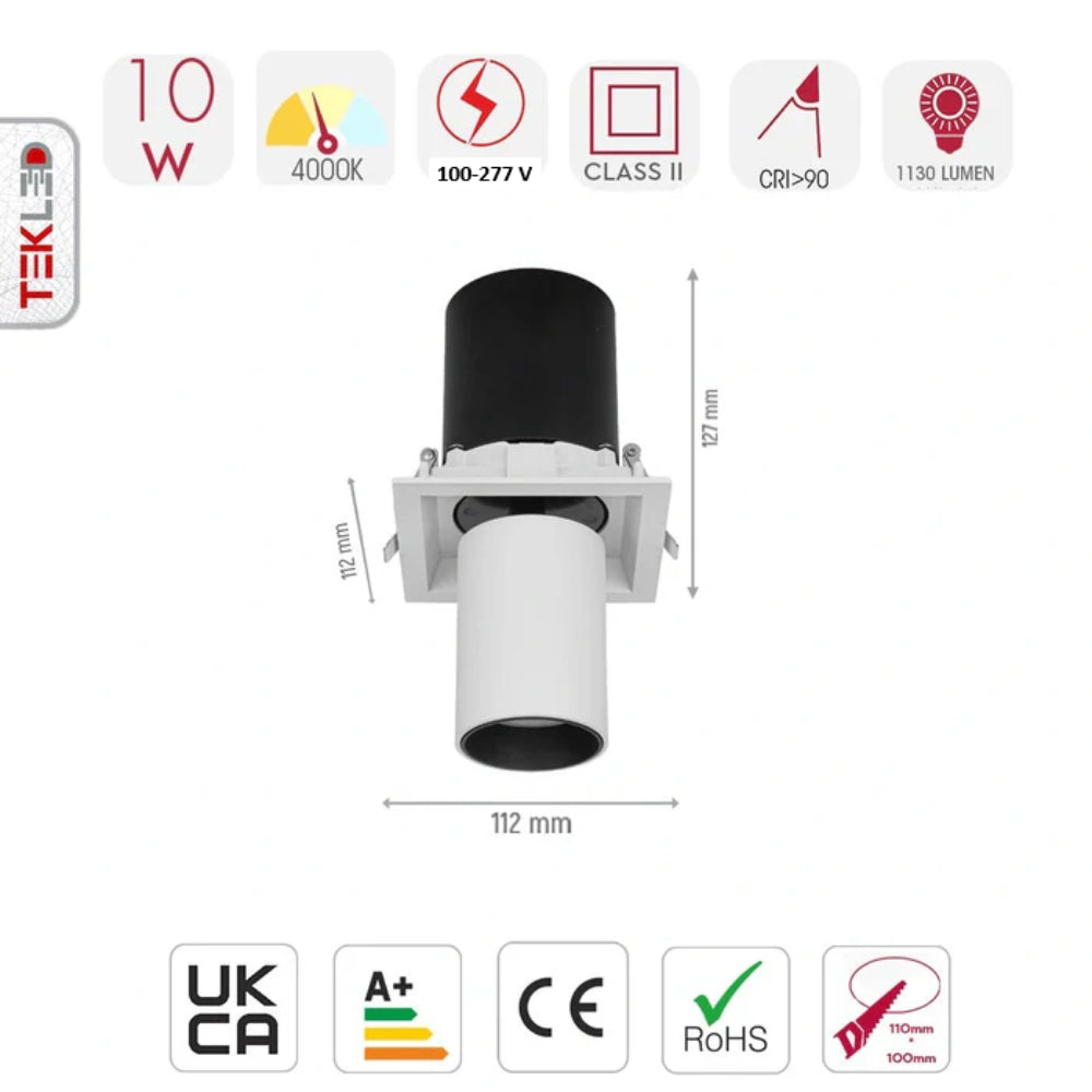 Downlight LED Retráctil Telescópico Ajustable In-Out Blanco Frío 4000K's size and technical details