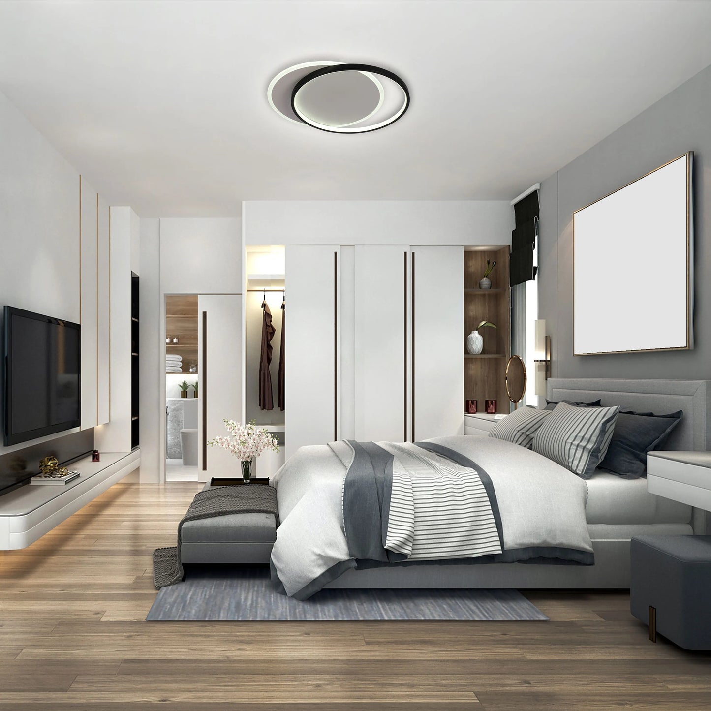 Lámpara de Techo LED de Doble Aro, CCT, Montaje al Ras, TEKLED