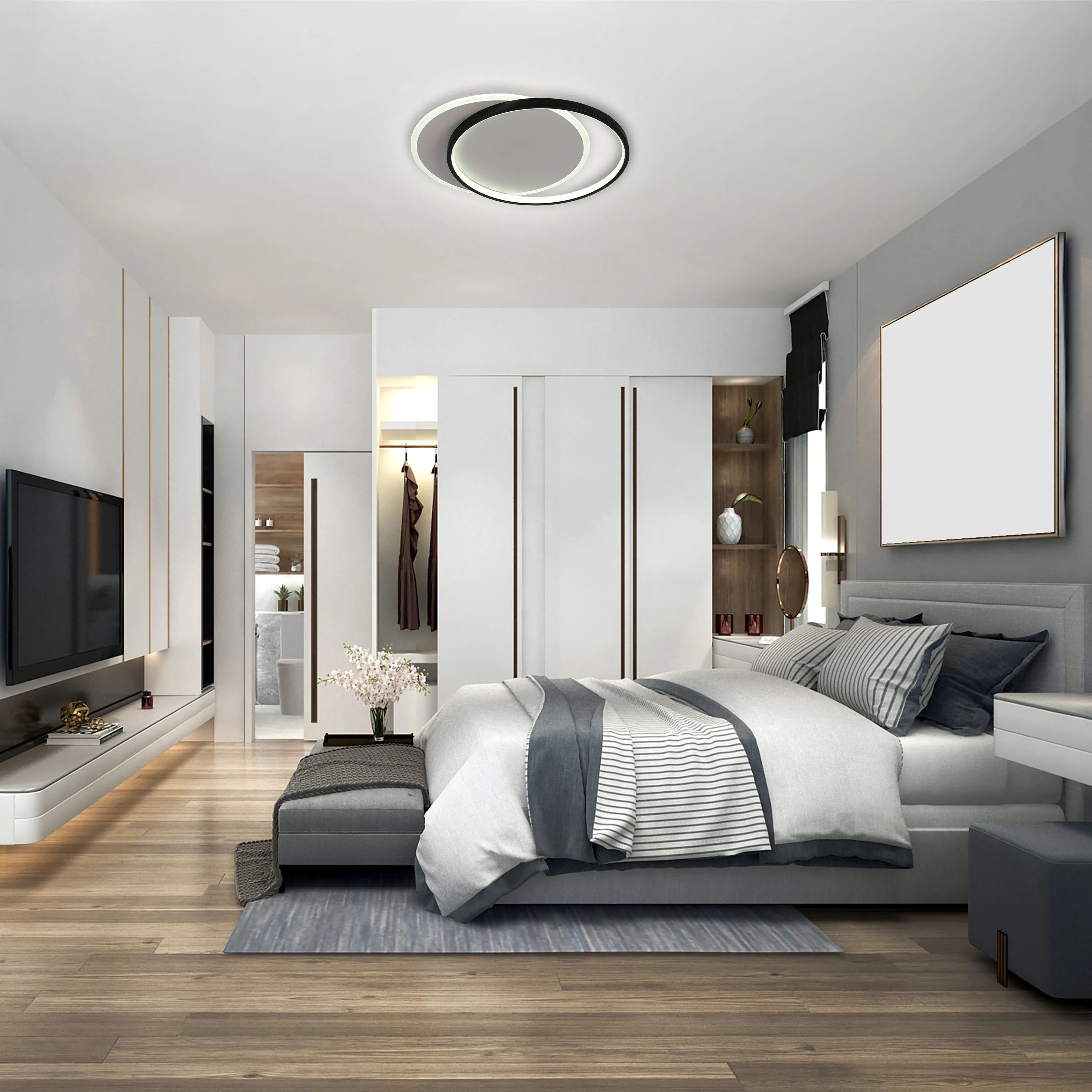 Lámpara de Techo LED de Doble Aro, CCT, Montaje al Ras, TEKLED
