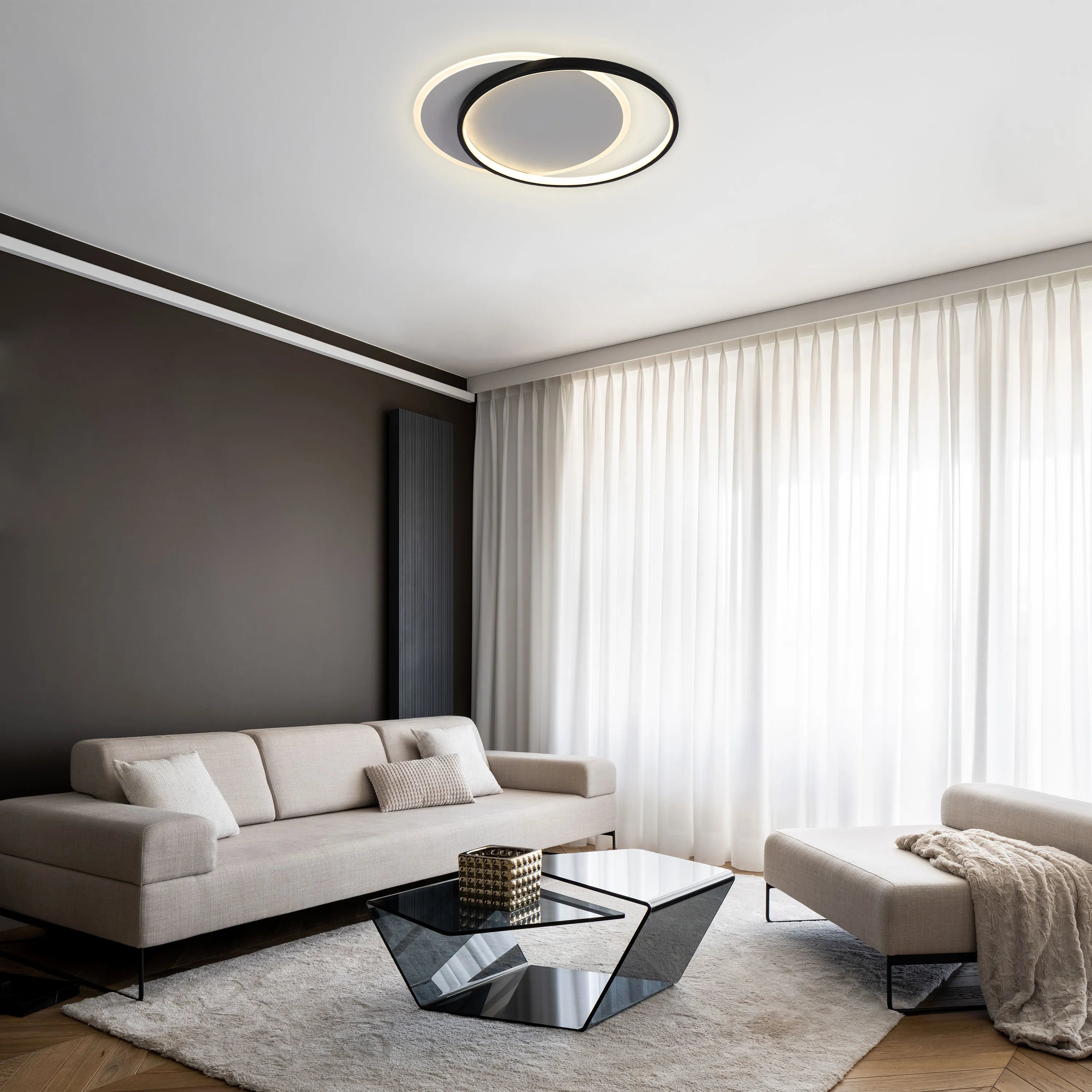 Lámpara de Techo LED de Doble Aro, CCT, Montaje al Ras, TEKLED