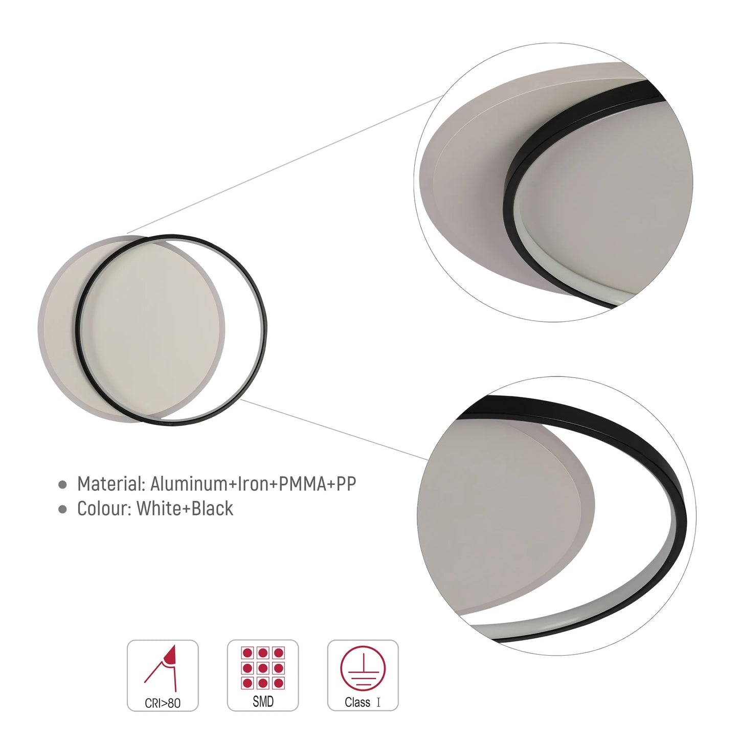 Lámpara de Techo LED de Doble Aro, CCT, Montaje al Ras, TEKLED