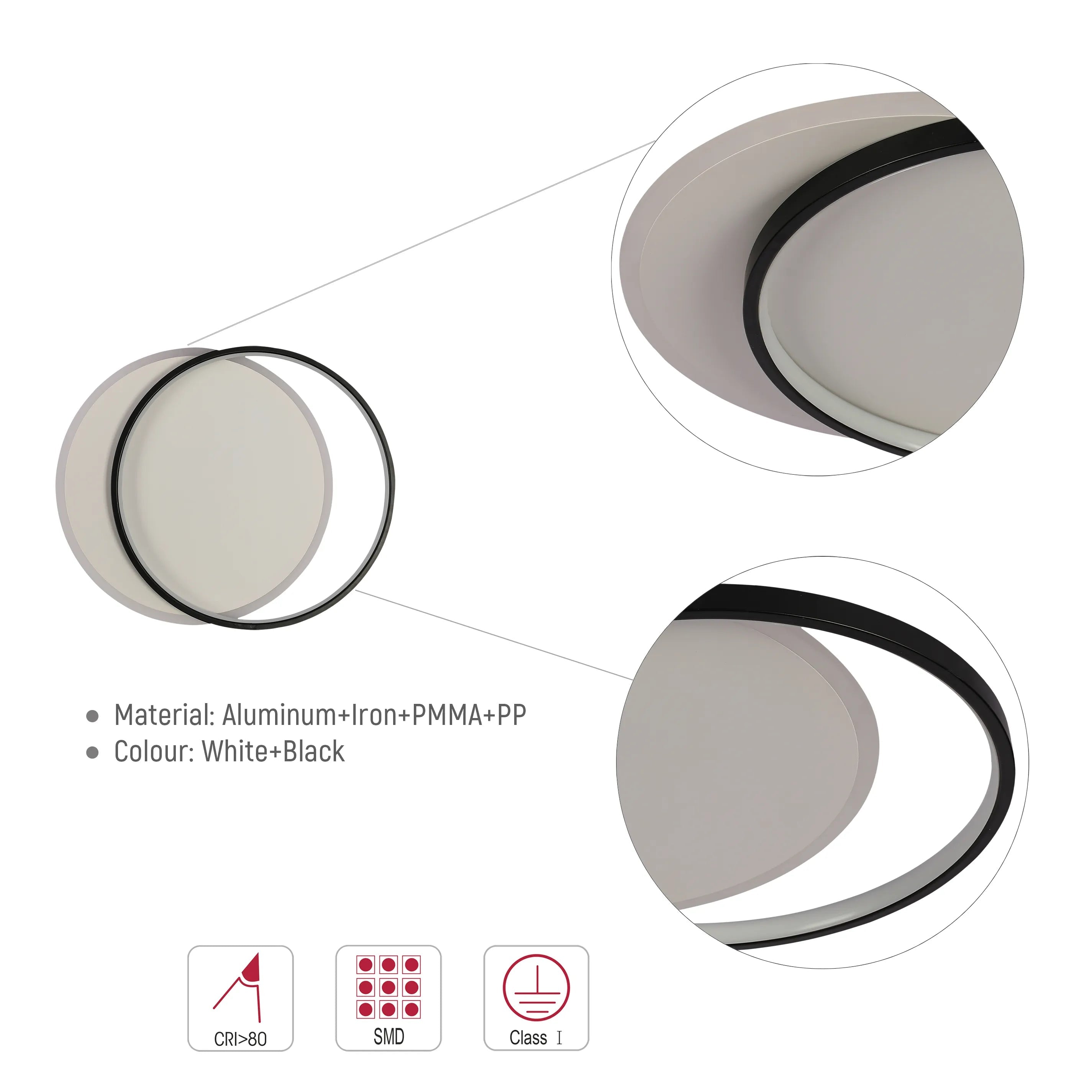 Lámpara de Techo LED de Doble Aro, CCT, Montaje al Ras, TEKLED