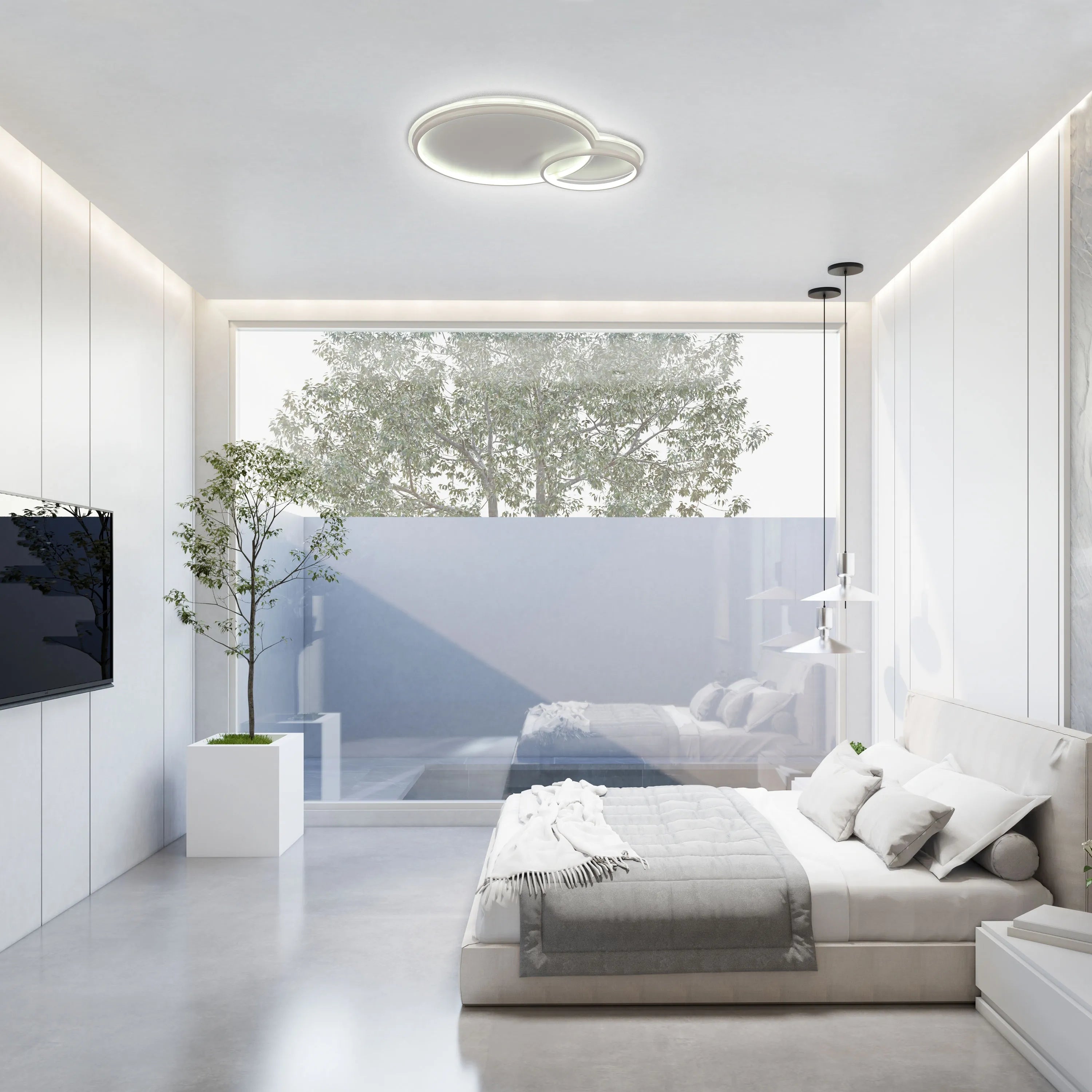 Lámpara de Techo LED de Doble Aro, CCT, Montaje al Ras, TEKLED
