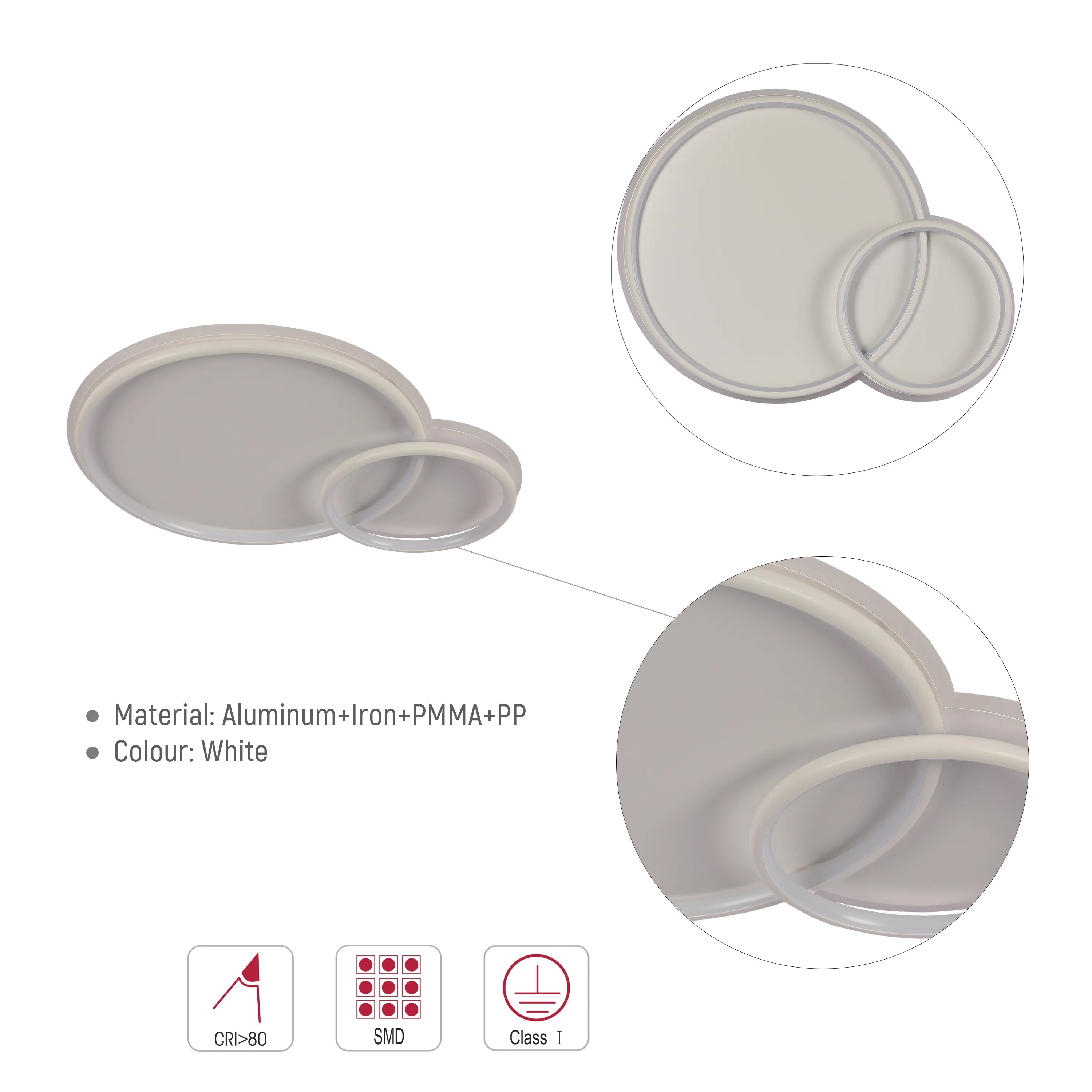 Lámpara de Techo LED de Doble Aro, CCT, Montaje al Ras, TEKLED