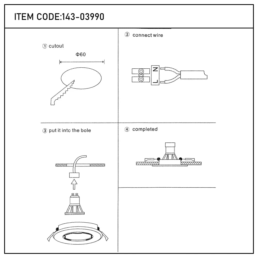 Manual de usuario para Downlight Empotrable Fijo Eclipse GU10-143-03990