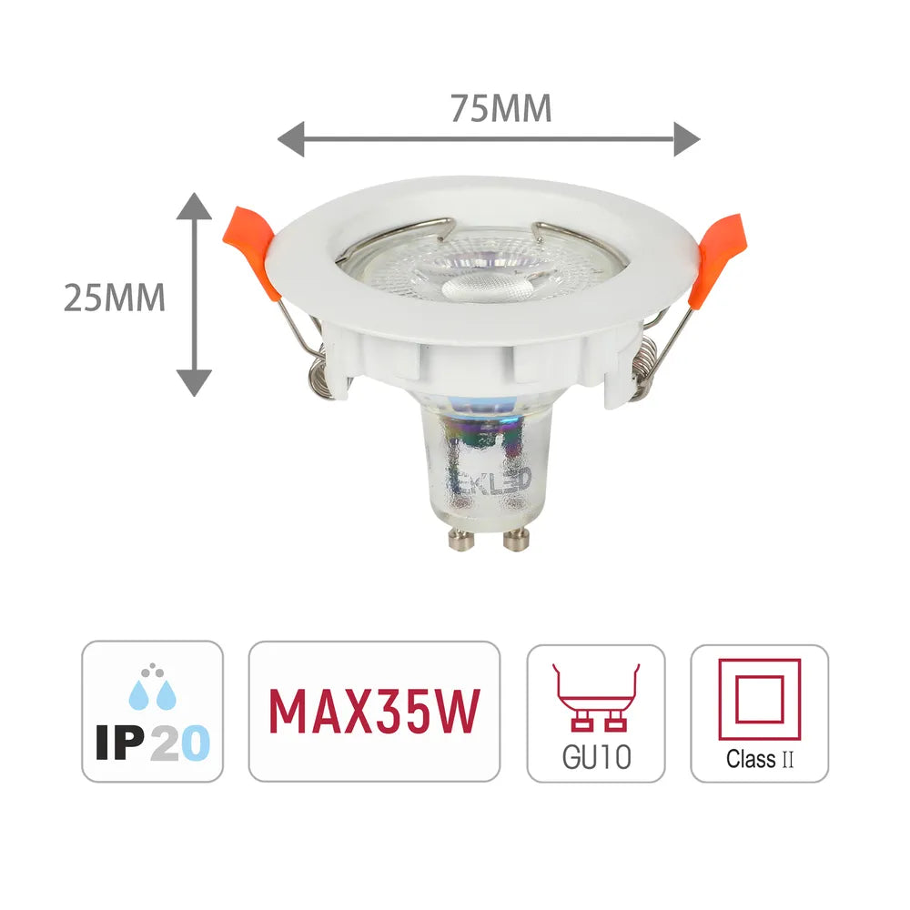 Tamaño y especificaciones técnicas del Downlight Empotrable Fijo Eclipse GU10-143-03991