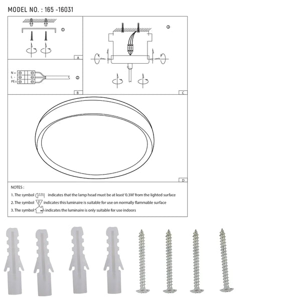 User manual for Elephant LED Flush Ceiling Light Blue D400 6000K/4000K/3000K 27Wx2(TEKLED)-165-16031