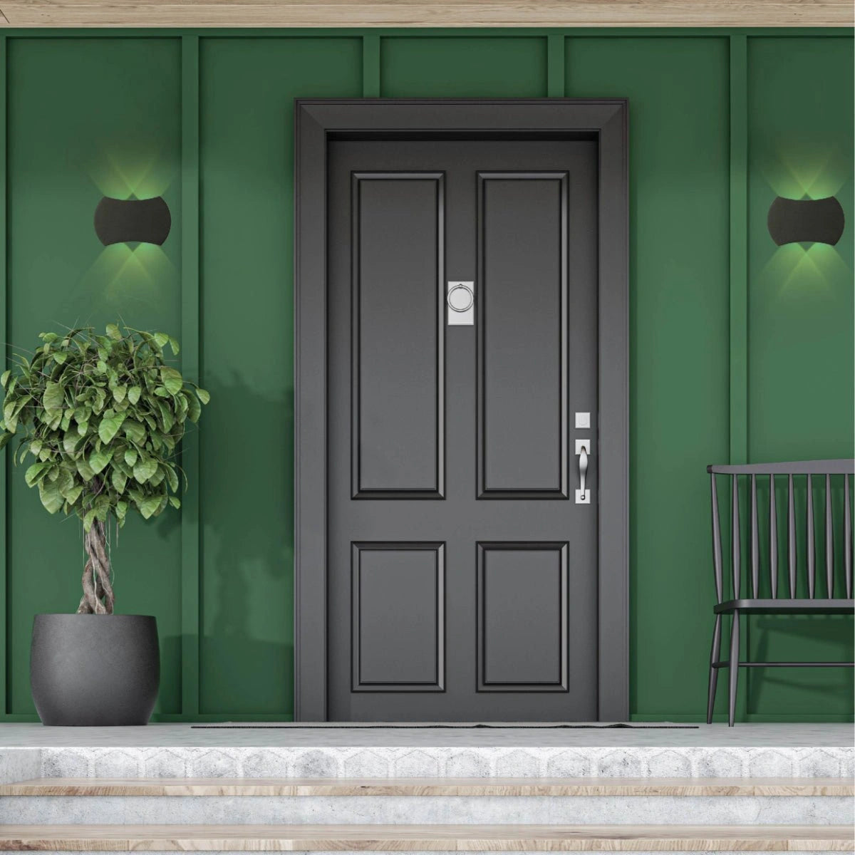 Outdoor usage of Black 4 way Up Down Outdoor Modern LED Wall Light | TEKLED 183-03312