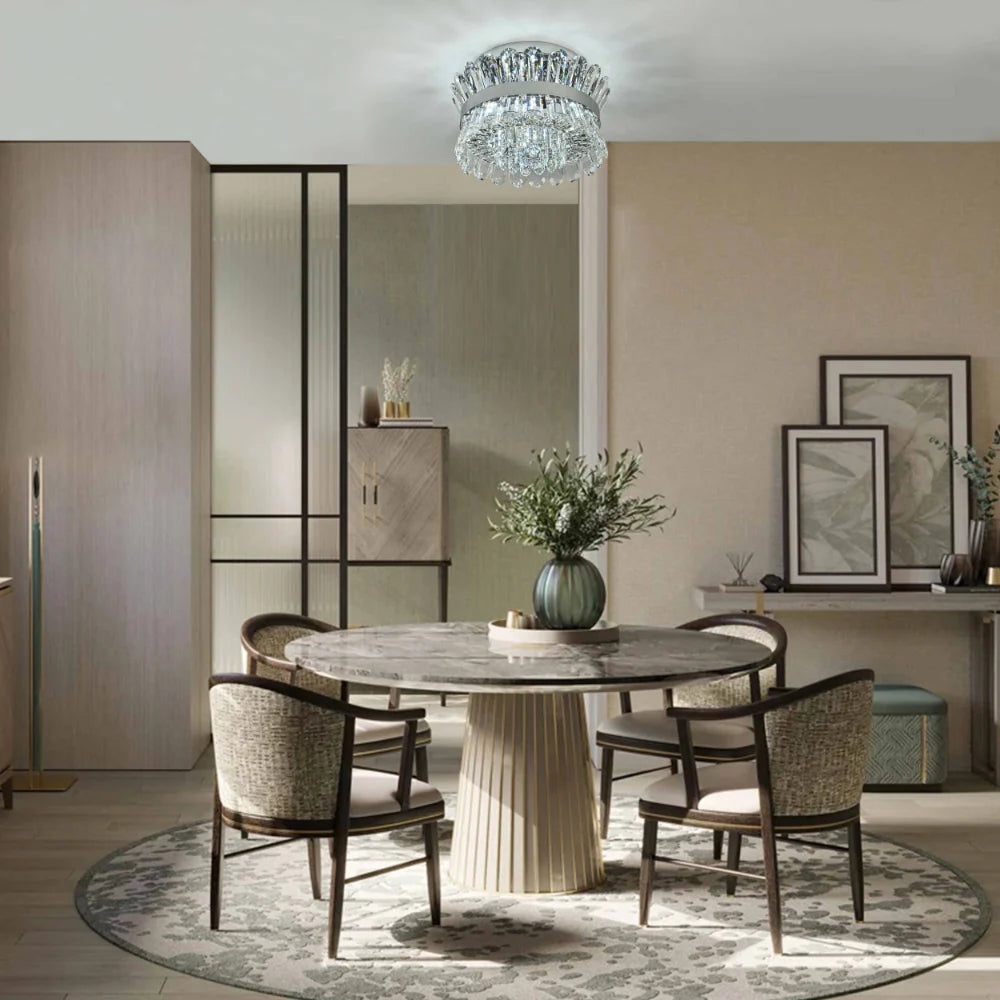 Interior application of Flush Ring Crystal Deluxe Chandelier Ceiling Light | TEKLED 159-18073