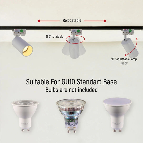 Close up shots of Tracklight Single Line Spotlight For GU10 White L | TEKLED 174-03989