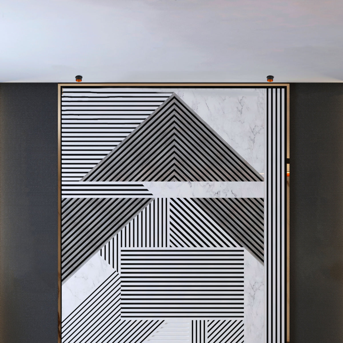Foco empotrado de aluminio fundido con acentos de cobre, ideal para espacios modernos y contemporáneos como salas y oficinas.