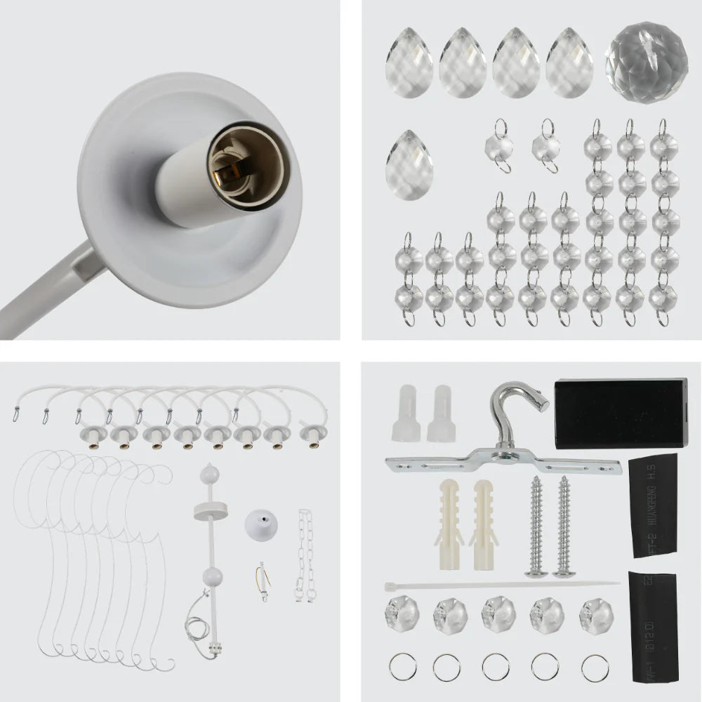 Details of Gallardos Minimal Chandelier Ceiling Light with Crystal Beads | TEKLED 152-171804