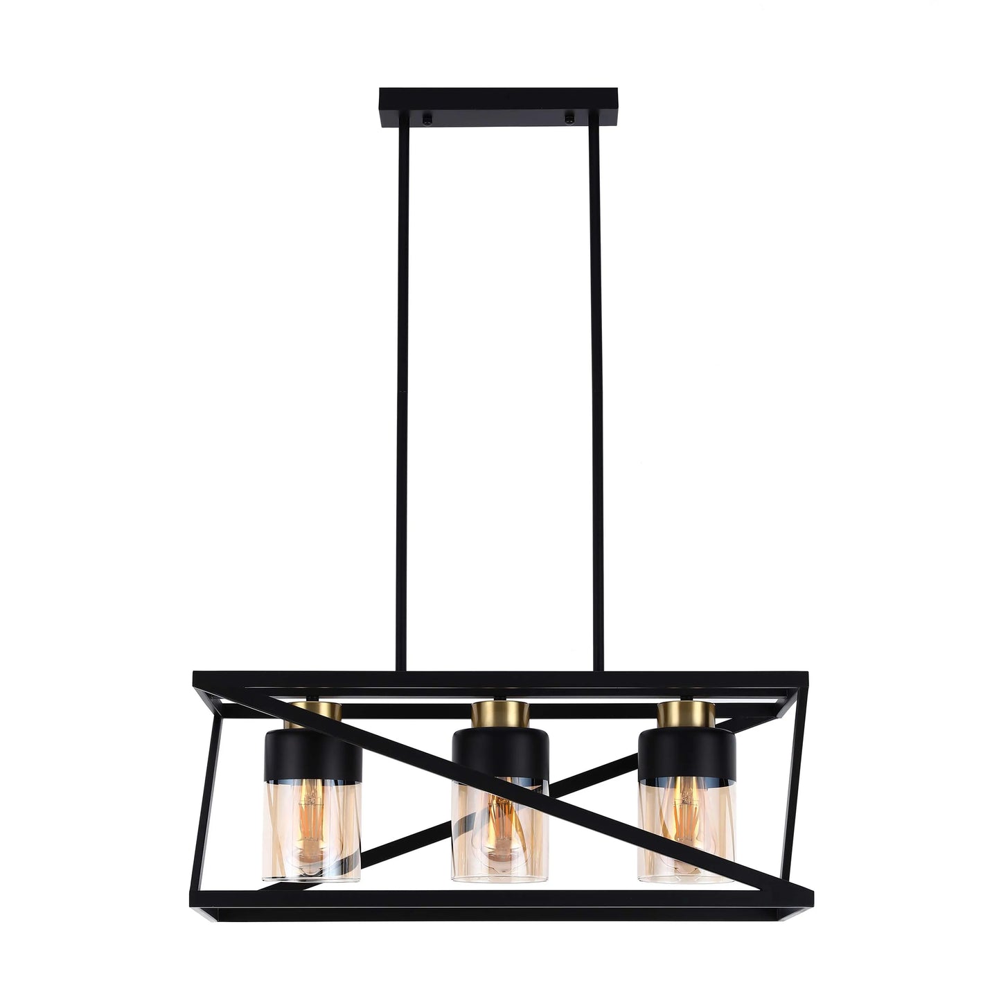 Lámpara de Techo Colgante Geométrica Negra y Dorada de 3 o 5 Luces