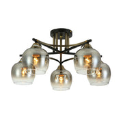Main image of Geometric Starburst Faded Smoky Grey Globe Black & Bronze Ceiling Light | TEKLED 159-179985