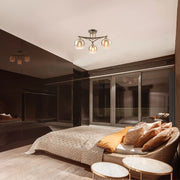 Living room kitchen bedroom use of Geometric Starburst Faded Smoky Grey Globe Black & Bronze Ceiling Light | TEKLED 159-179984