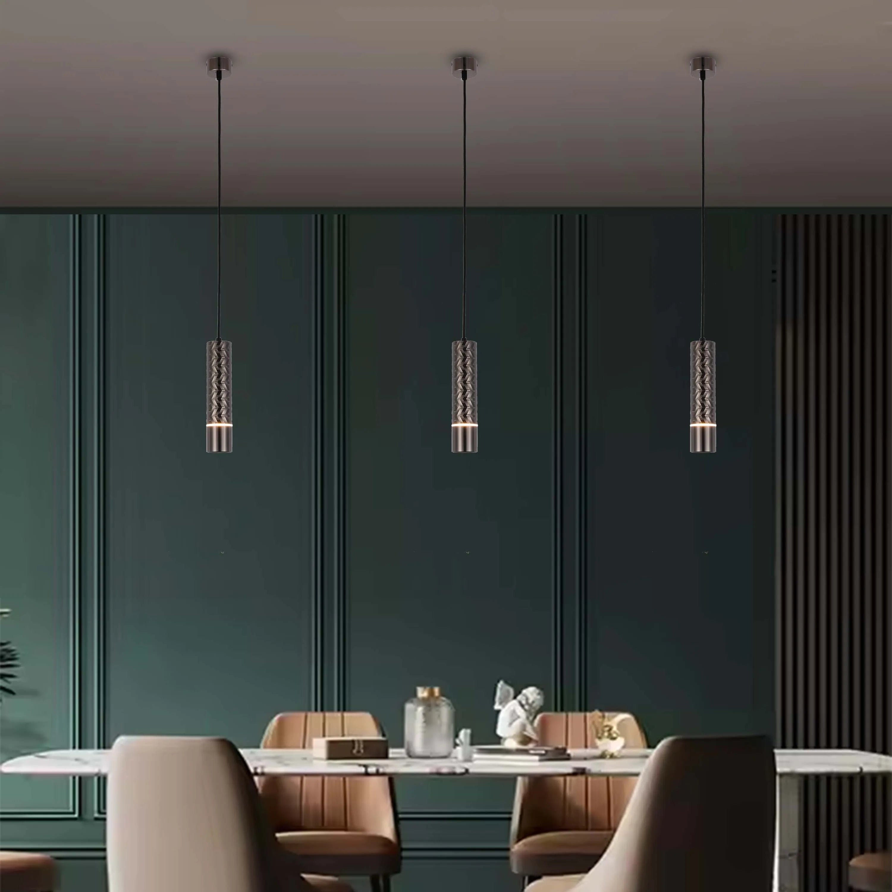 Lámpara colgante con textura geométrica - Portalámparas GU10, regulable, altura 240 mm