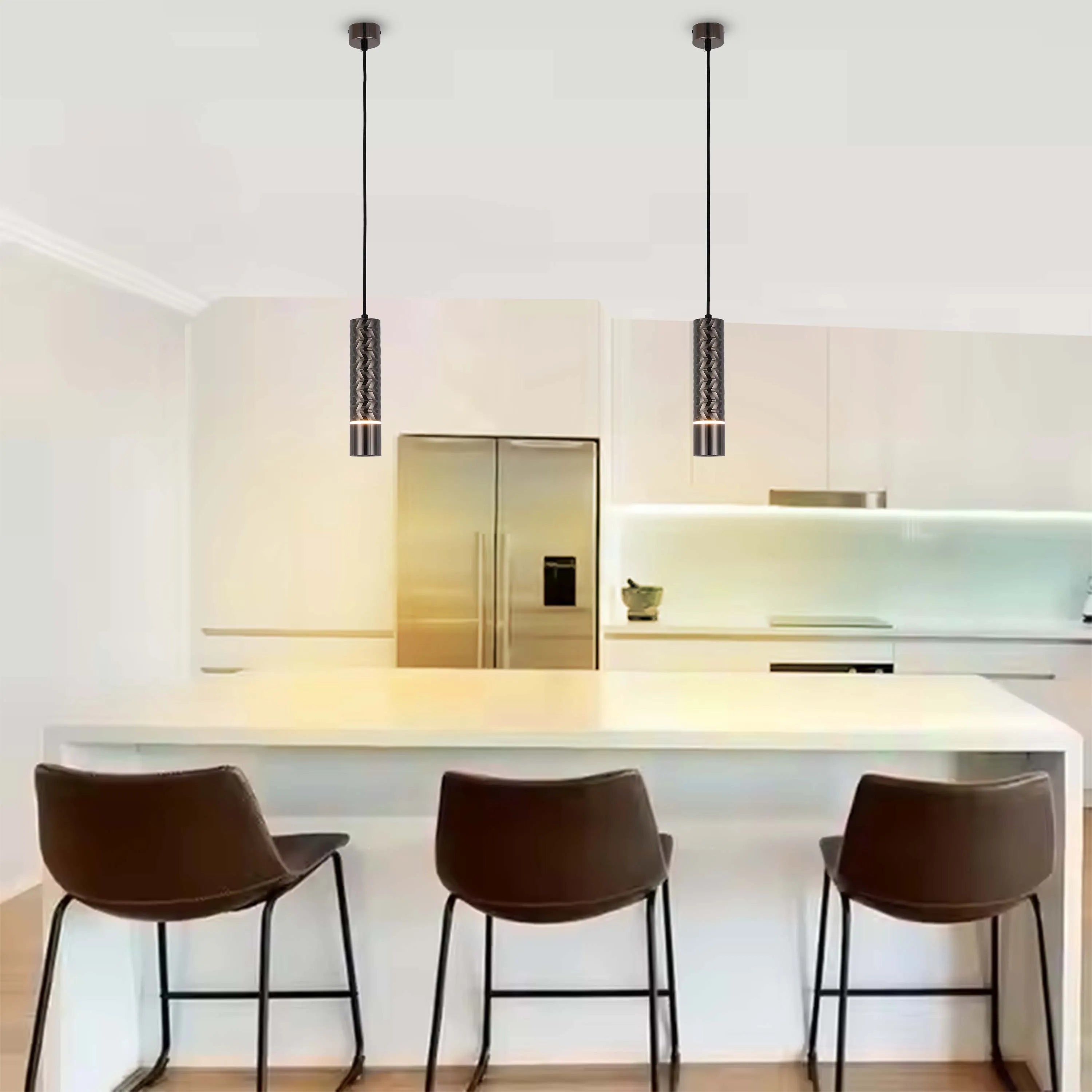 Lámpara colgante con textura geométrica - Portalámparas GU10, regulable, altura 240 mm