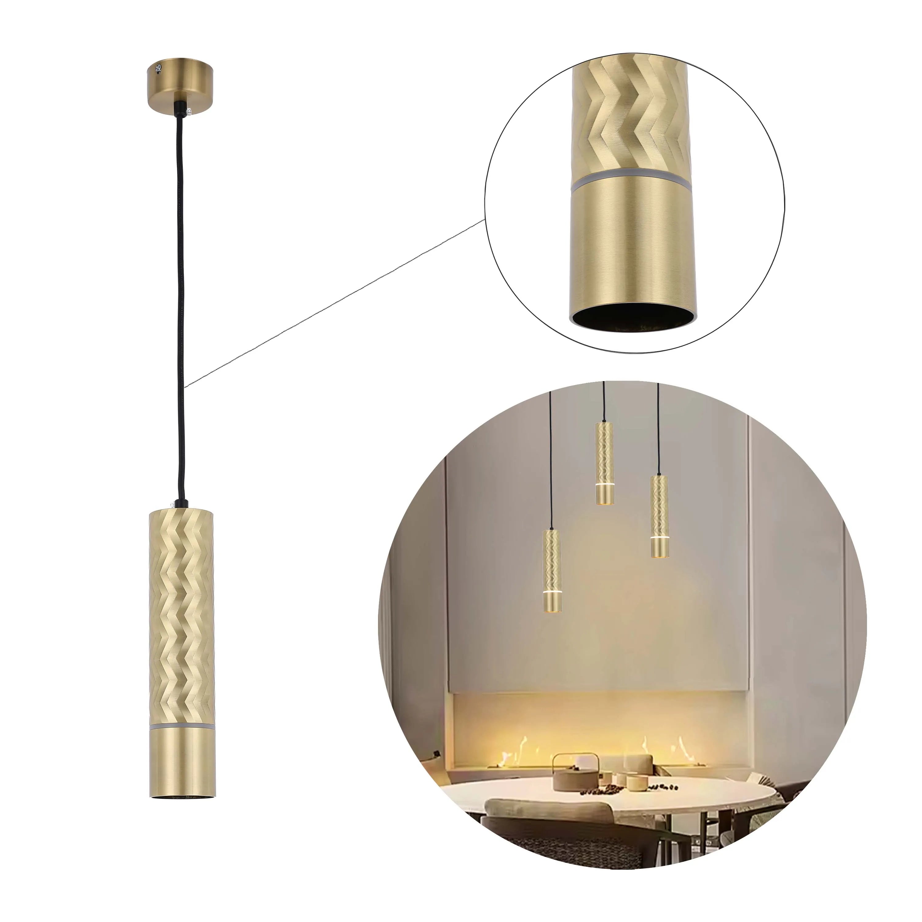 Lámpara colgante con textura geométrica - Portalámparas GU10, regulable, altura 240 mm