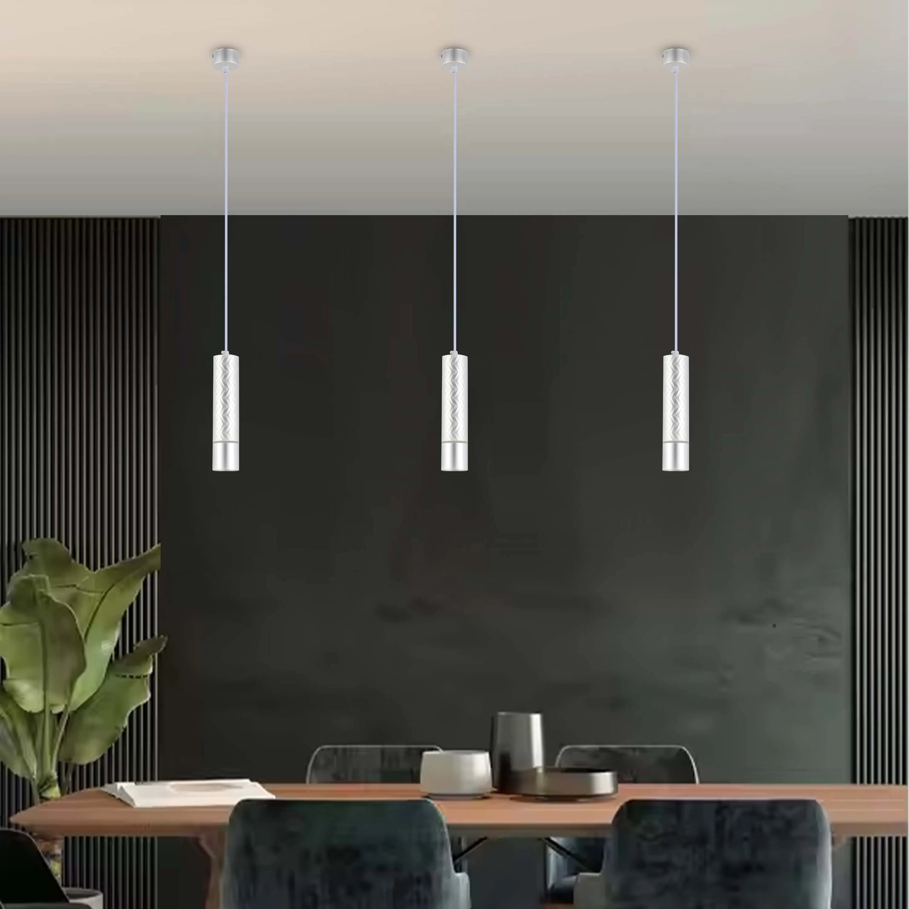 Lámpara colgante con textura geométrica - Portalámparas GU10, regulable, altura 240 mm