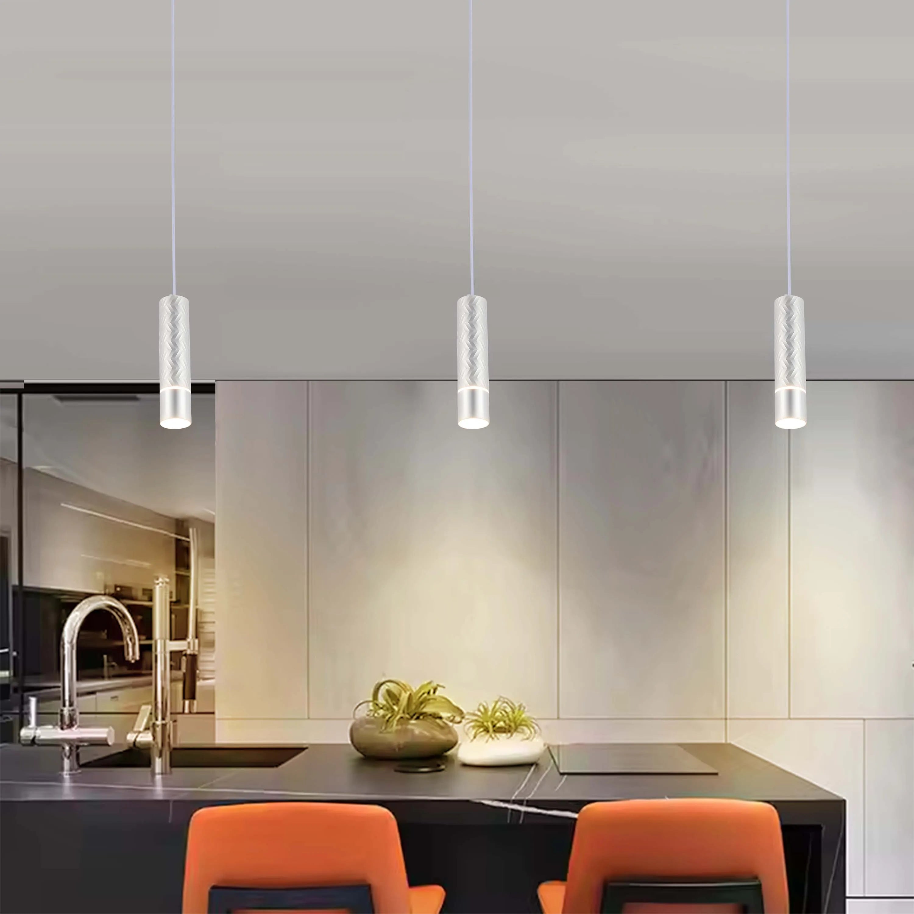 Lámpara colgante con textura geométrica - Portalámparas GU10, regulable, altura 240 mm