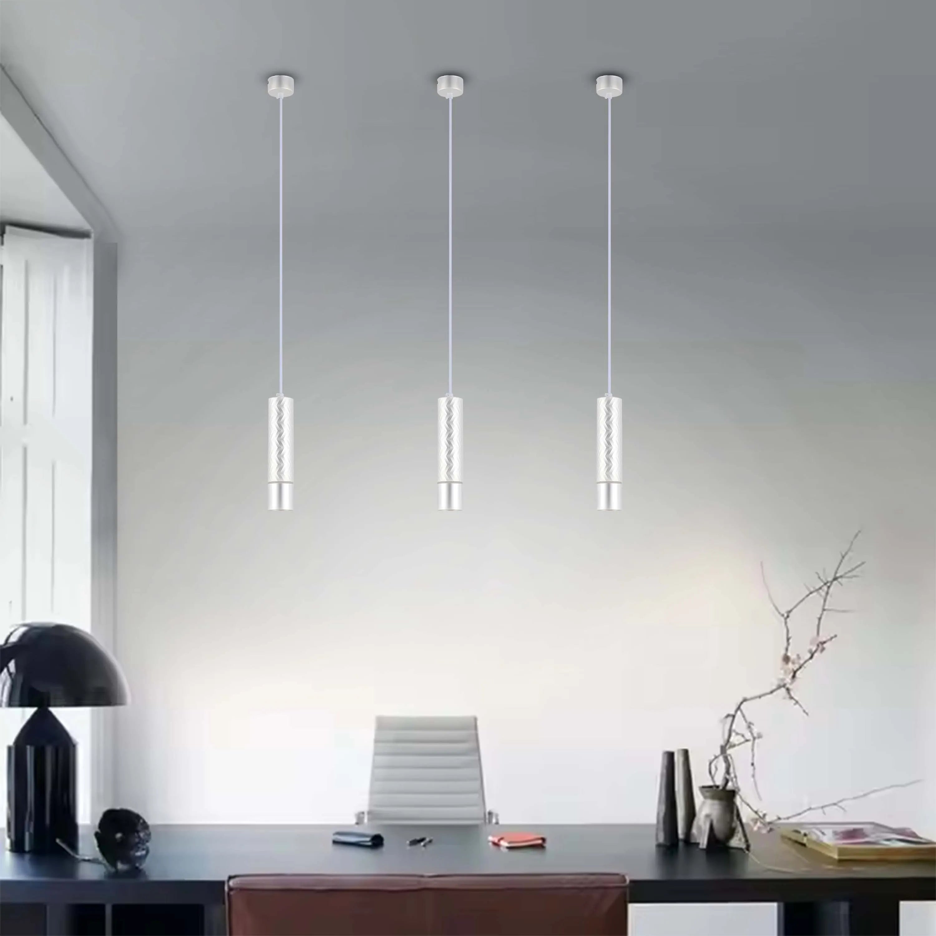 Lámpara colgante con textura geométrica - Portalámparas GU10, regulable, altura 240 mm