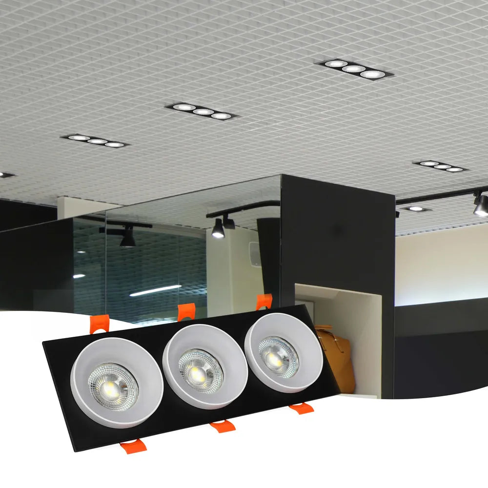 Luminaria empotrada GU10 de diseño elegante en una cocina moderna, realzando la decoración contemporánea con su iluminación eficiente y sin deslumbramiento.143-03436
