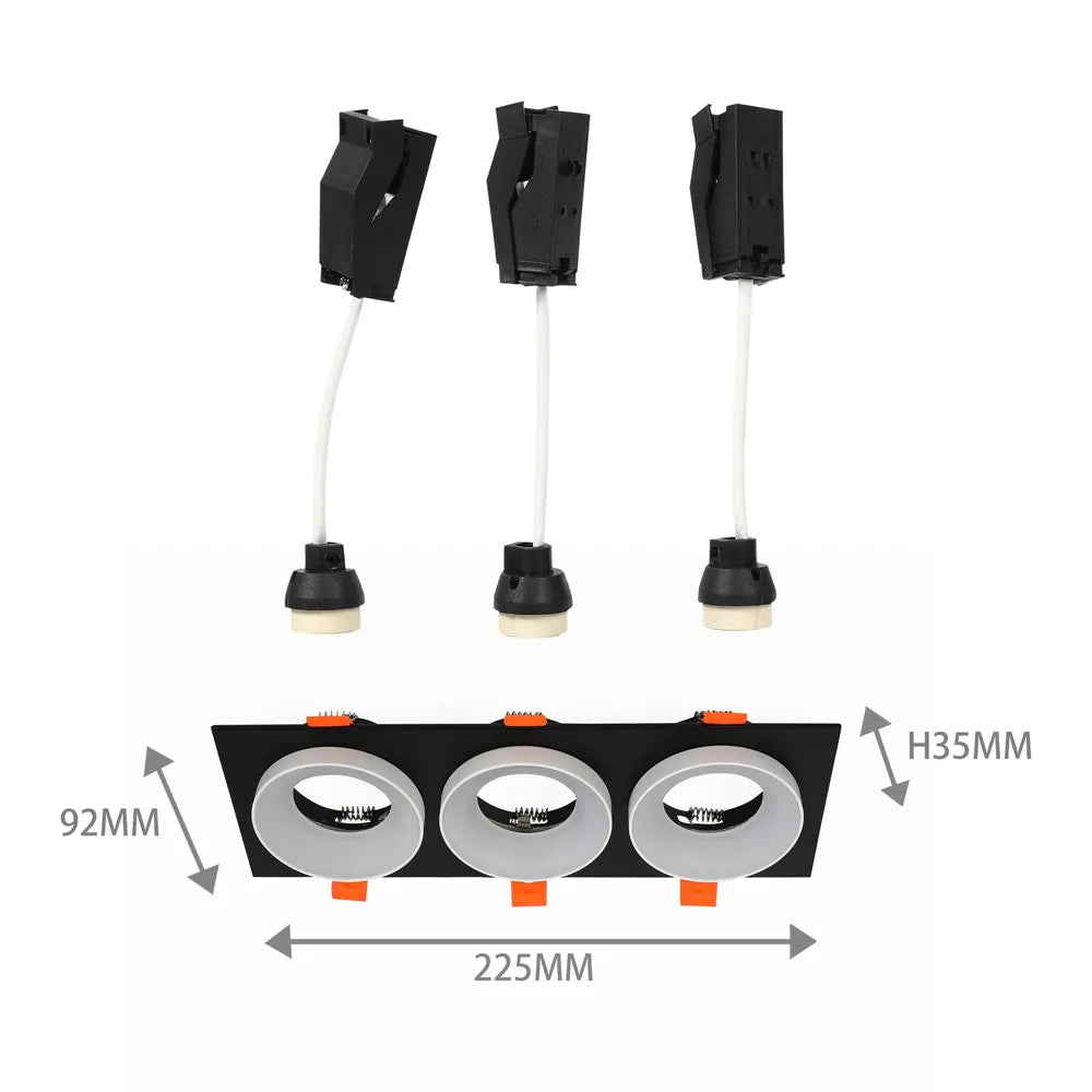 Tamaño y especificaciones técnicas del Downlight Fijo Recesado GU10 con Protector Antideslumbrante-143-03436