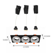 Tamaño y especificaciones técnicas del Downlight Fijo Recesado GU10 con Protector Antideslumbrante-143-03436