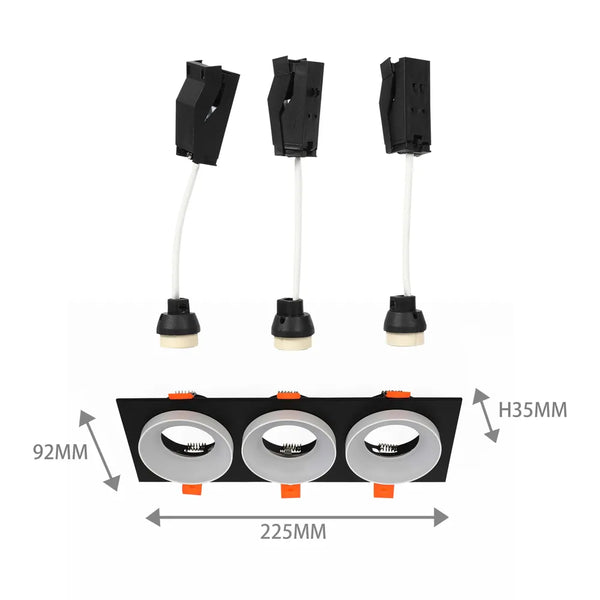 Tamaño y especificaciones técnicas del Downlight Fijo Recesado GU10 con Protector Antideslumbrante-143-03436