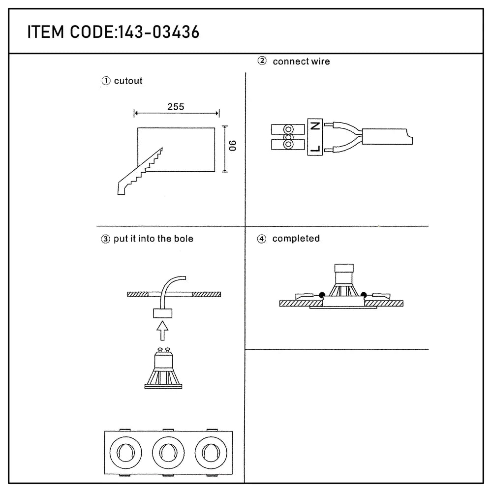 Manual del usuario para Downlight Empotrado Fijo Glare Guard GU10-143-03436