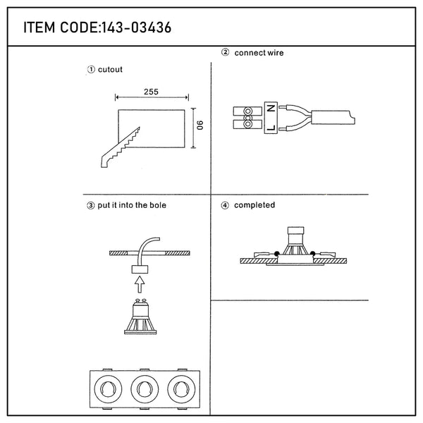 Manual del usuario para Downlight Empotrado Fijo Glare Guard GU10-143-03436