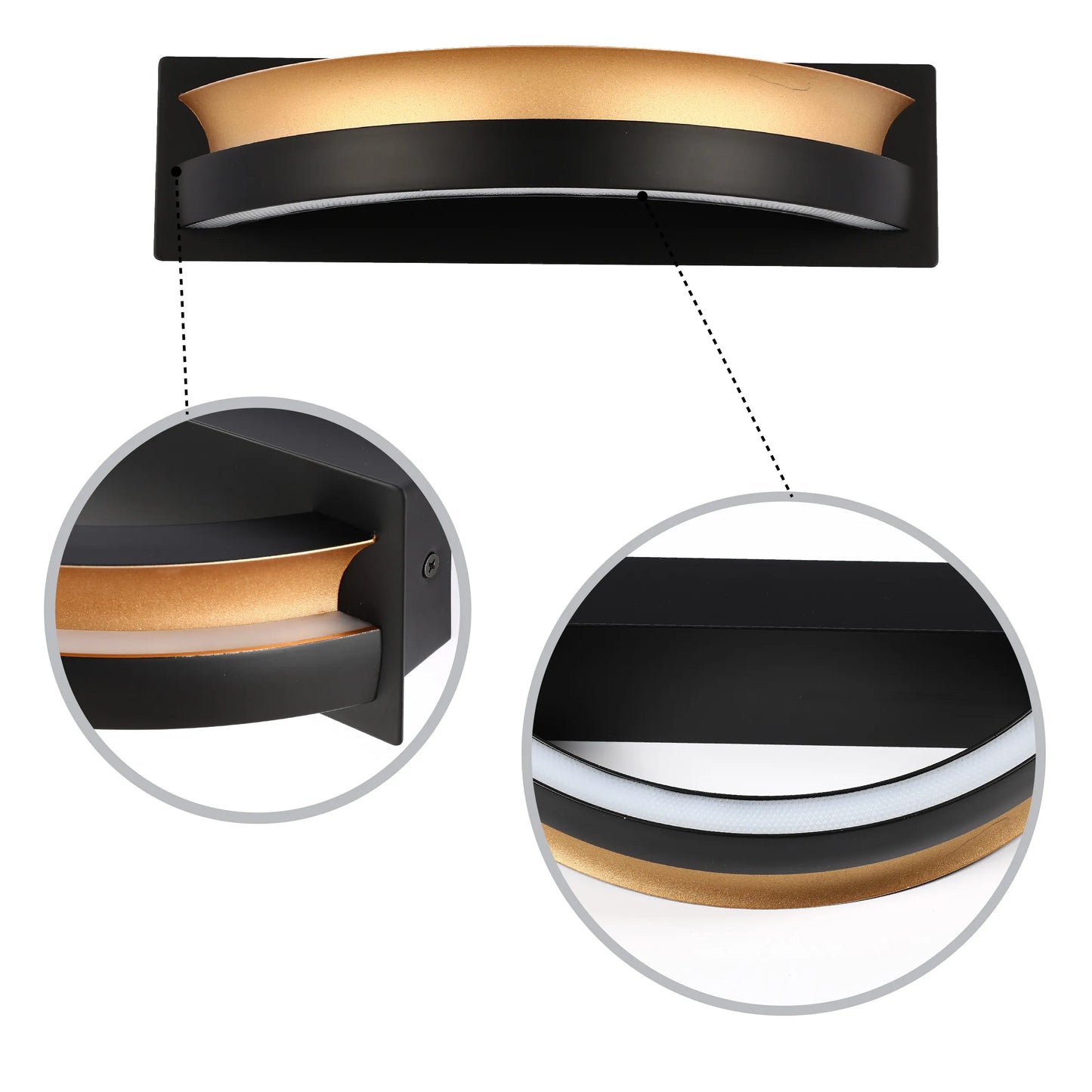 Aplique de Pared Semicircular en Capas Dorado y Negro