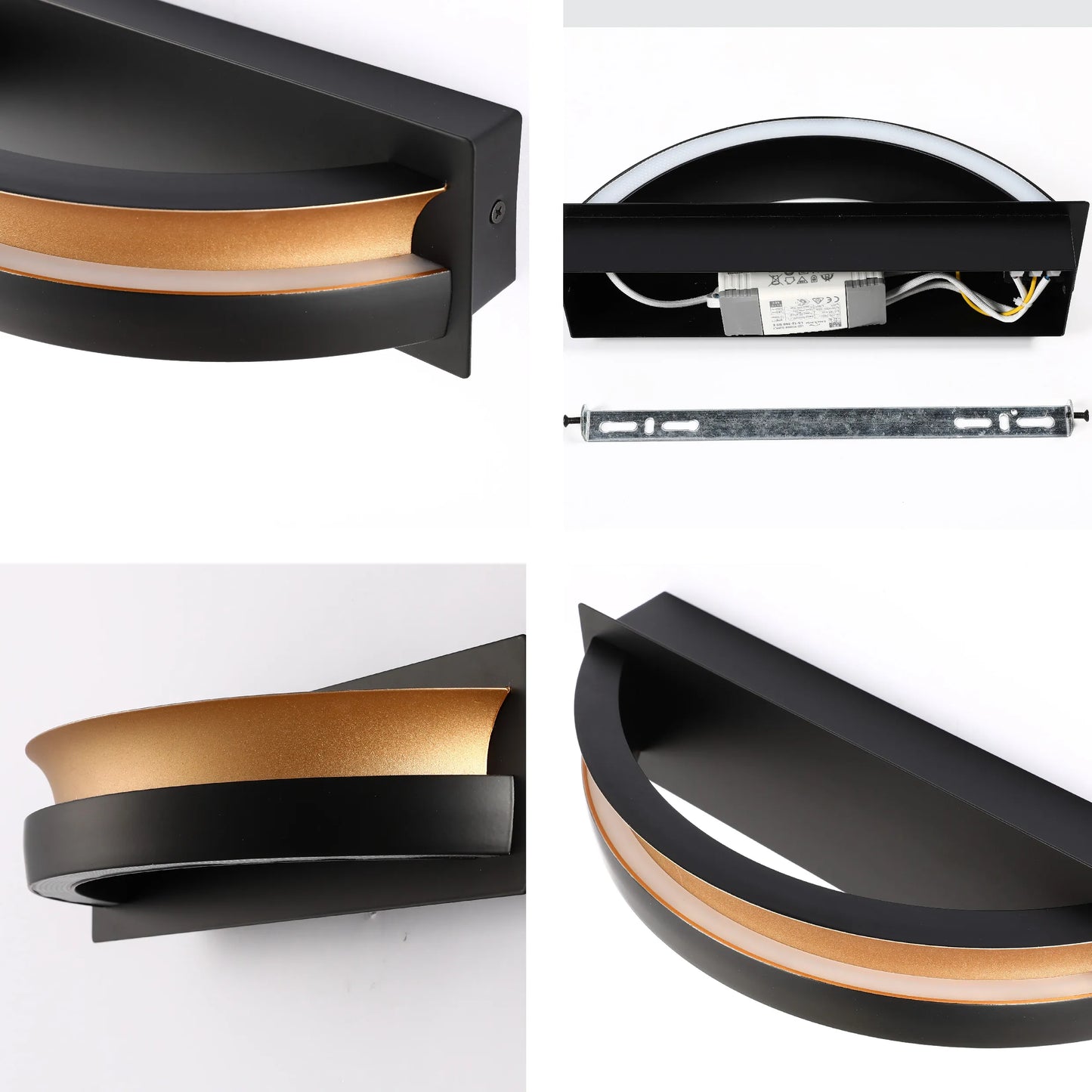 Aplique de Pared Semicircular en Capas Dorado y Negro