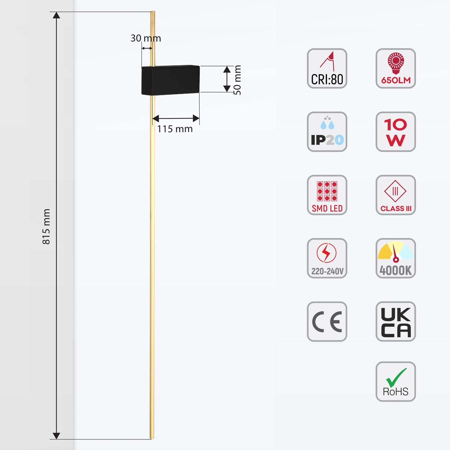 Aplique de Pared LED Aurora Slimline – Minimalista Moderno en Negro y Dorado