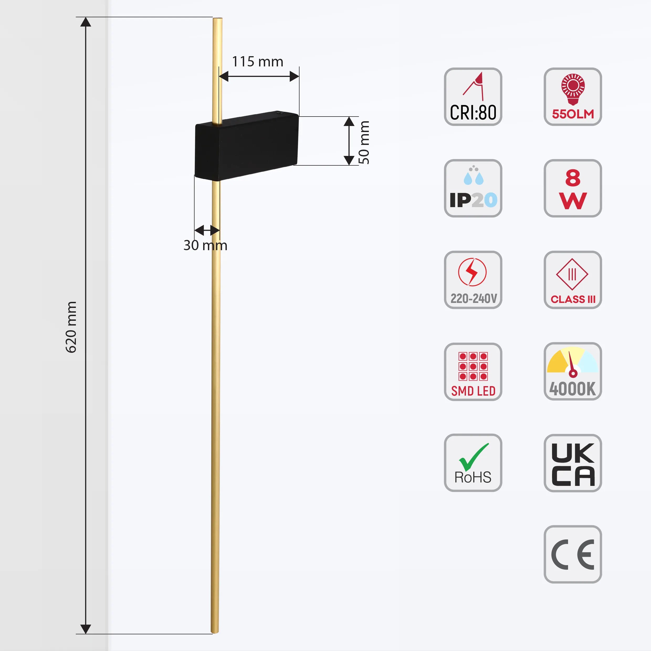 Aplique de Pared LED Aurora Slimline – Minimalista Moderno en Negro y Dorado