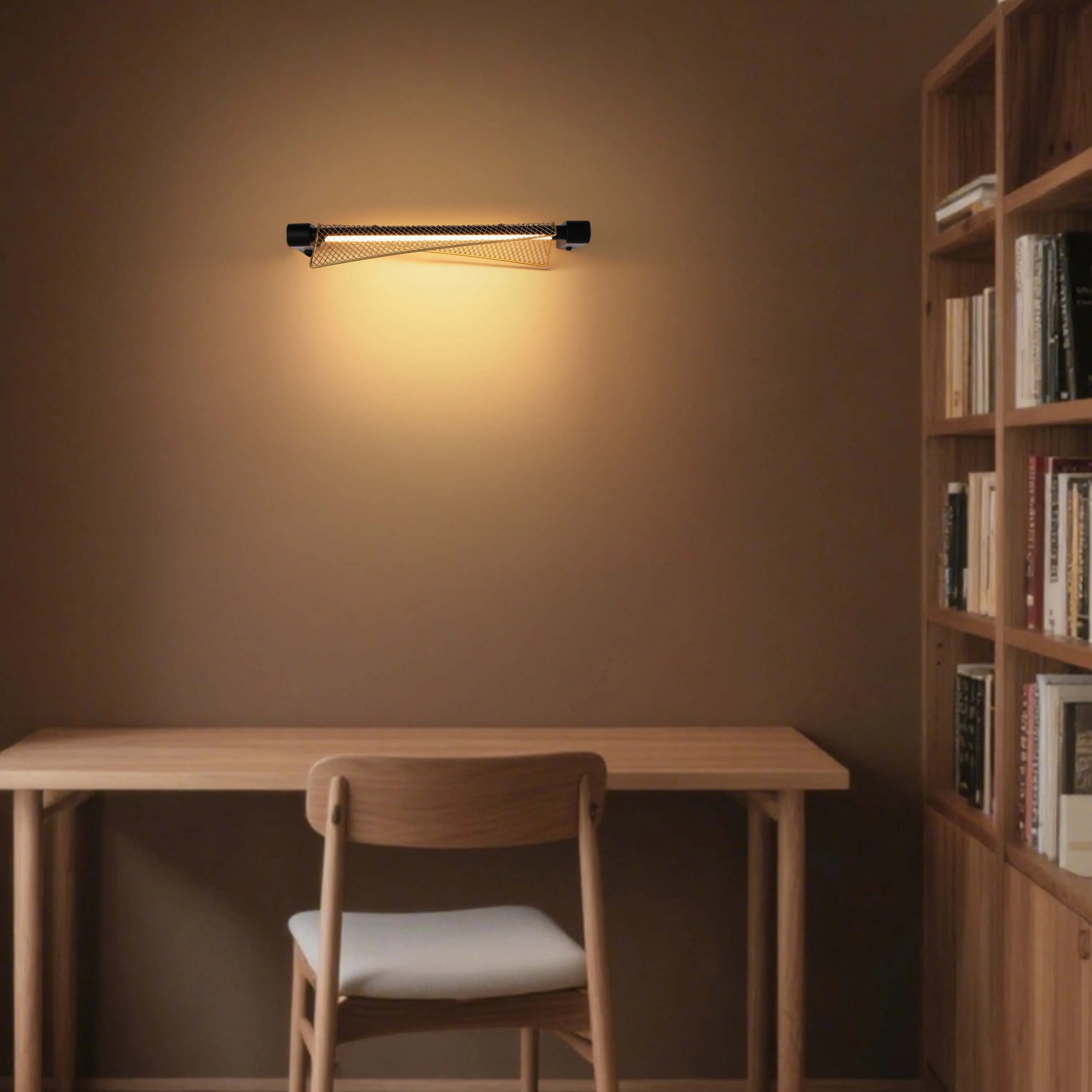 Lámpara de pared dorada con diseño cruzado – 390 mm de ancho, LED integrado de 6W, 3000K luz blanca cálida