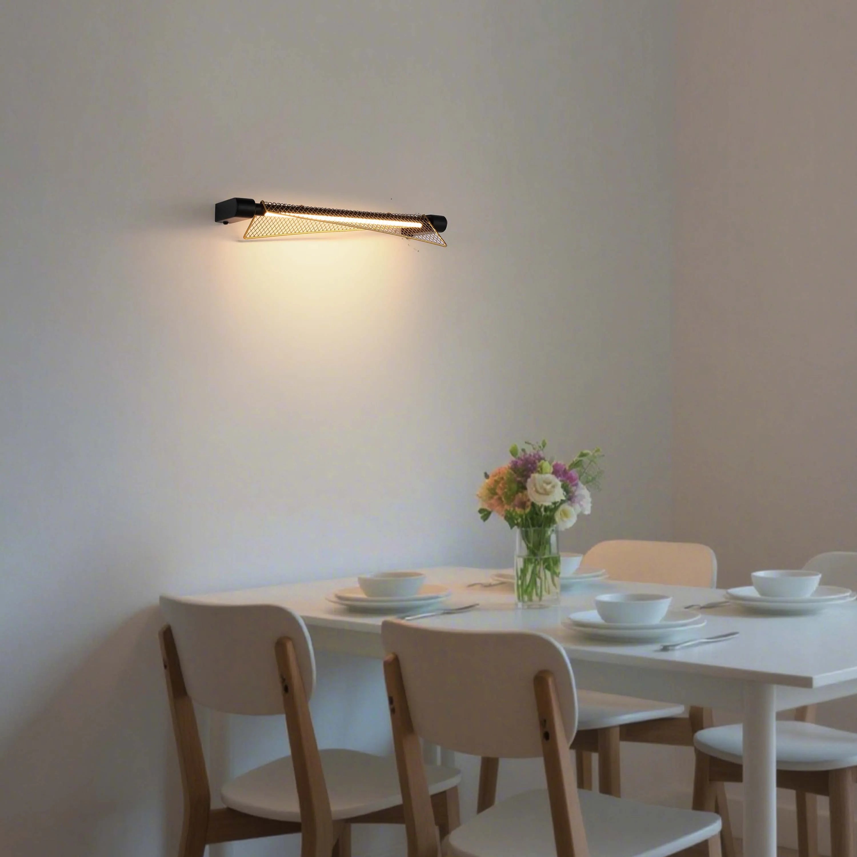 Lámpara de pared dorada con diseño cruzado – 390 mm de ancho, LED integrado de 6W, 3000K luz blanca cálida