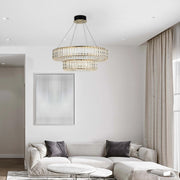 Candelabro de cristal dorado – Dos niveles circulares o un nivel ovalado