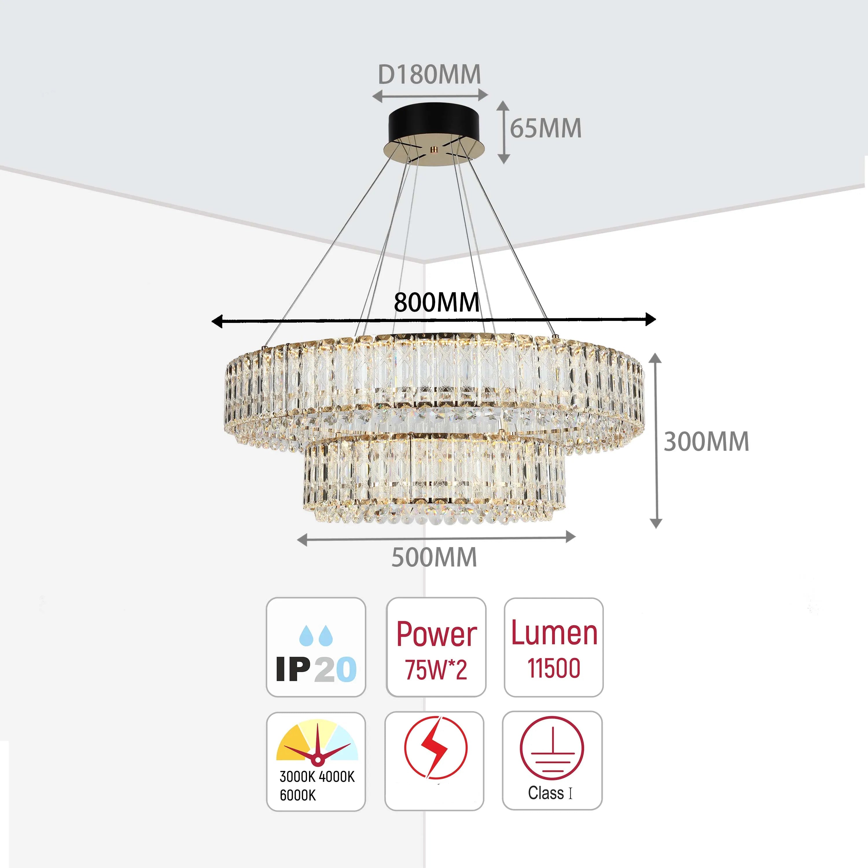 Candelabro de cristal dorado – Dos niveles circulares o un nivel ovalado
