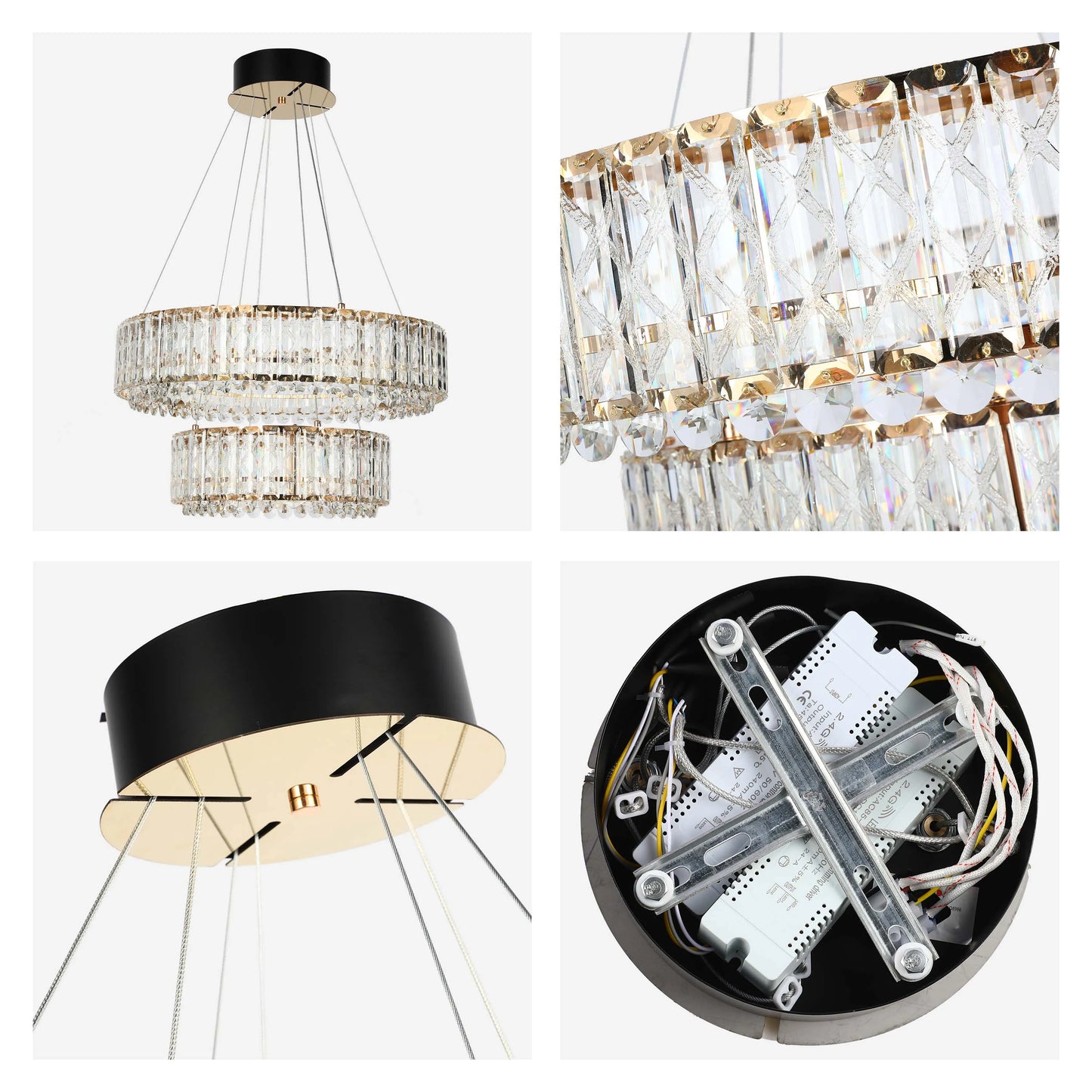 Candelabro de cristal dorado – Dos niveles circulares o un nivel ovalado