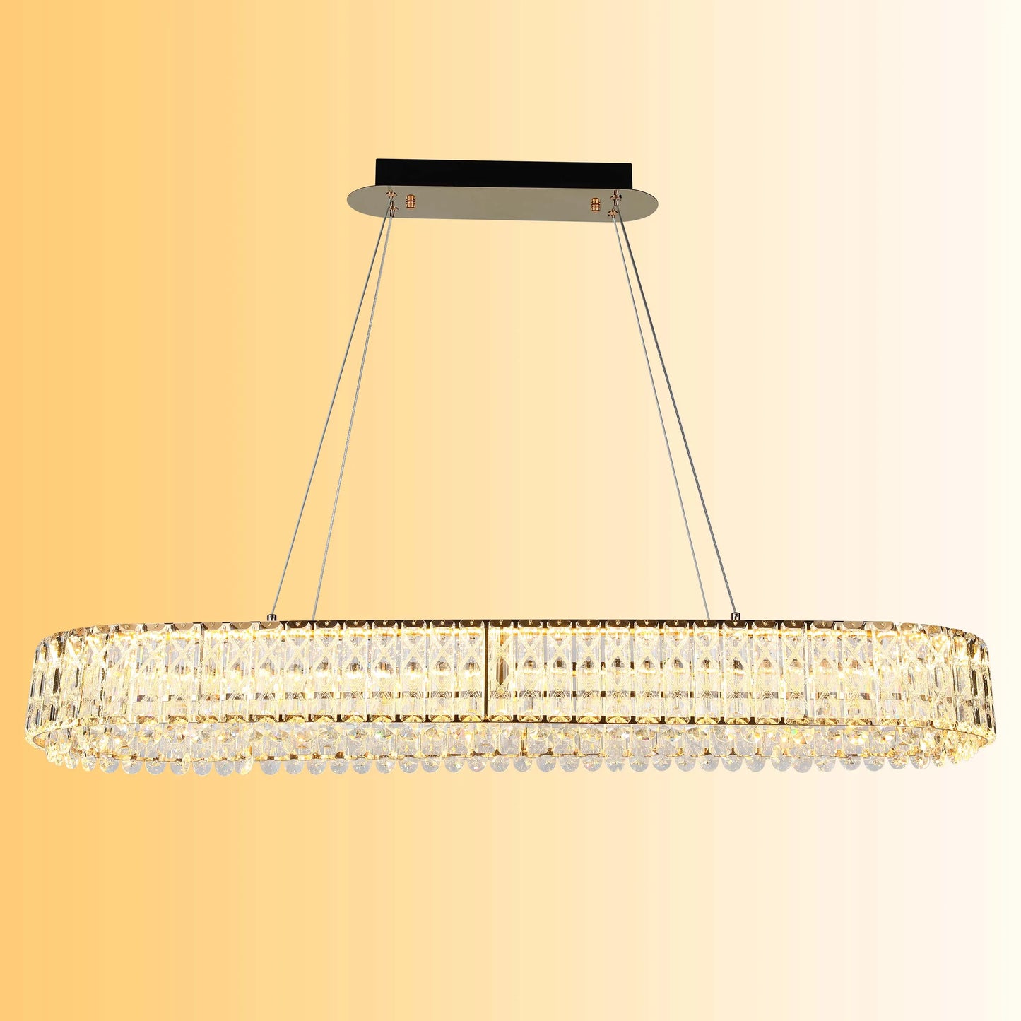 Candelabro de cristal dorado – Dos niveles circulares o un nivel ovalado