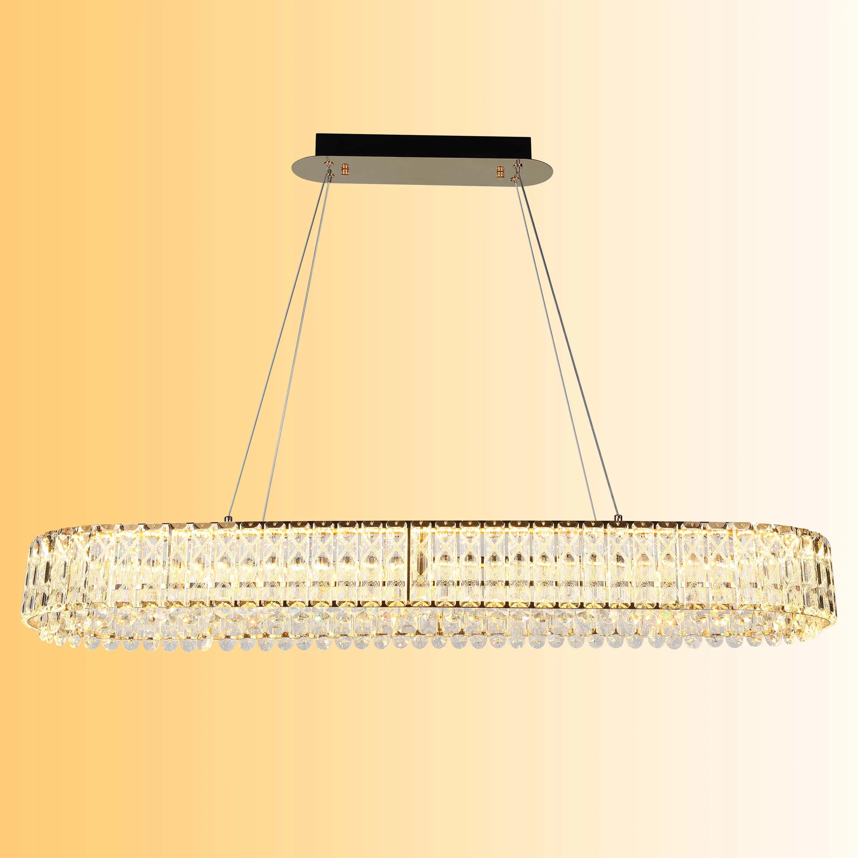 Candelabro de cristal dorado – Dos niveles circulares o un nivel ovalado