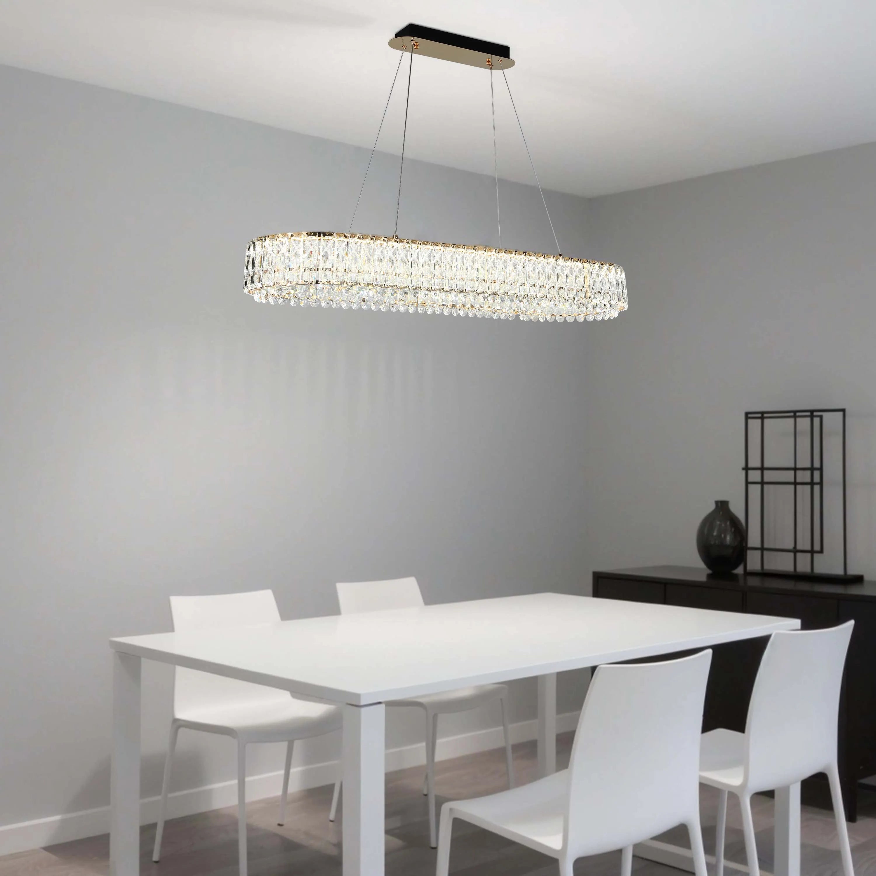 Candelabro de cristal dorado – Dos niveles circulares o un nivel ovalado