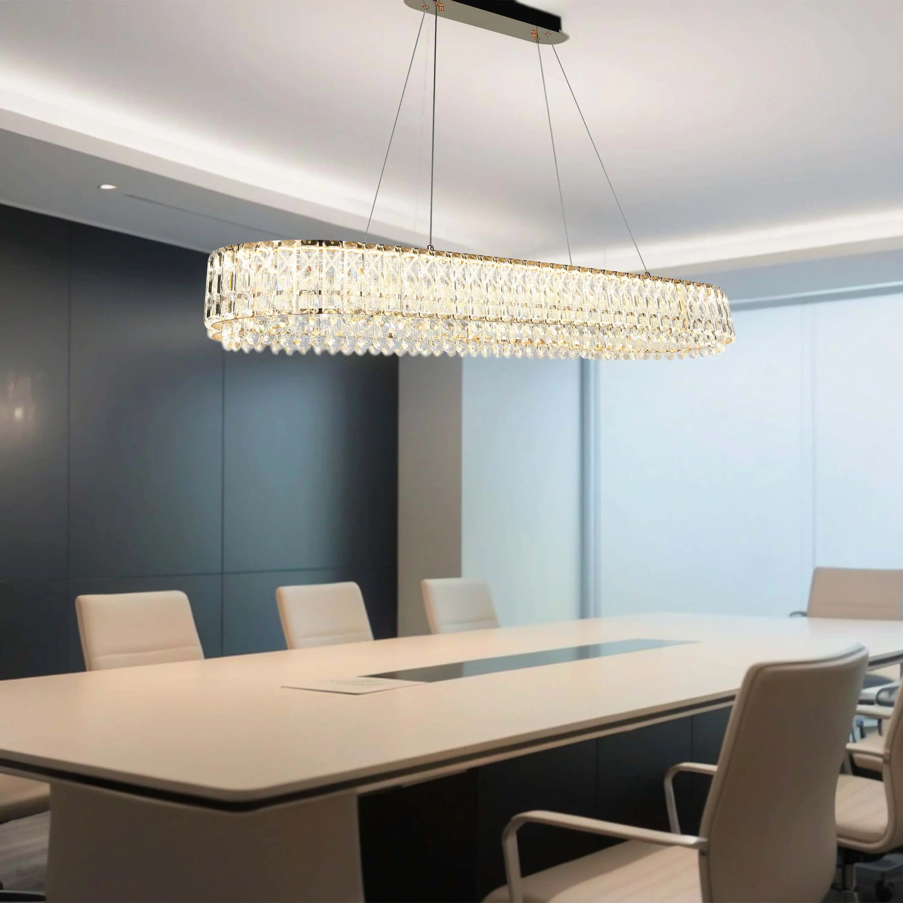Candelabro de cristal dorado – Dos niveles circulares o un nivel ovalado