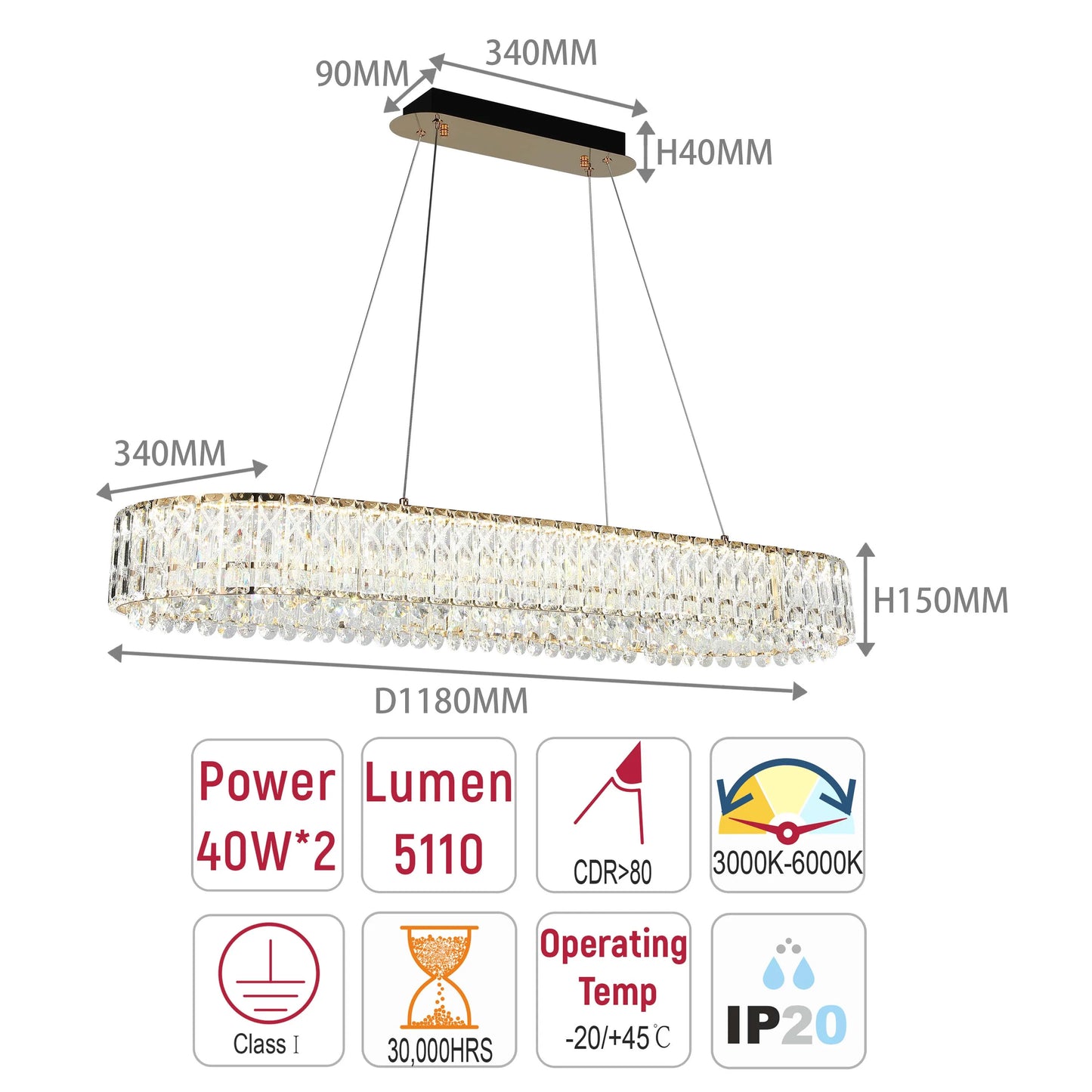 Candelabro de cristal dorado – Dos niveles circulares o un nivel ovalado