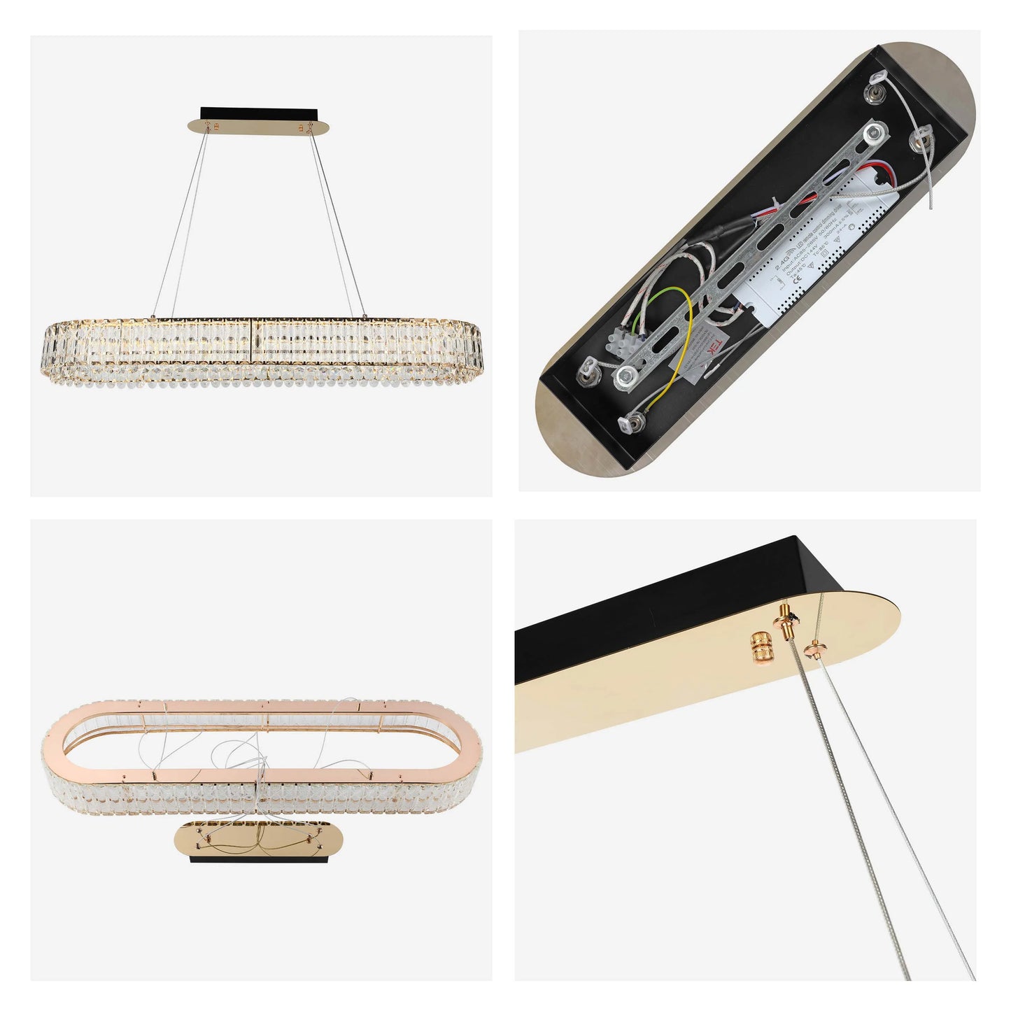 Candelabro de cristal dorado – Dos niveles circulares o un nivel ovalado